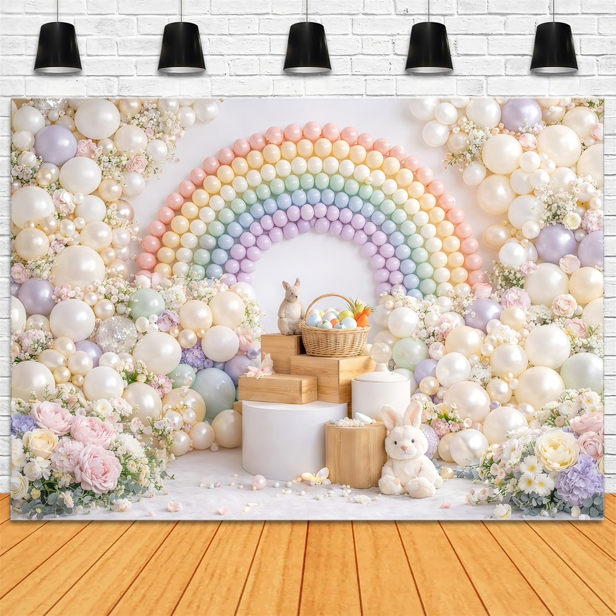 Easter Balloon Backdrop Ideas Pastel Macaron Rainbow Flower Easter Picture Backdrop Ideas UK GQ61-40