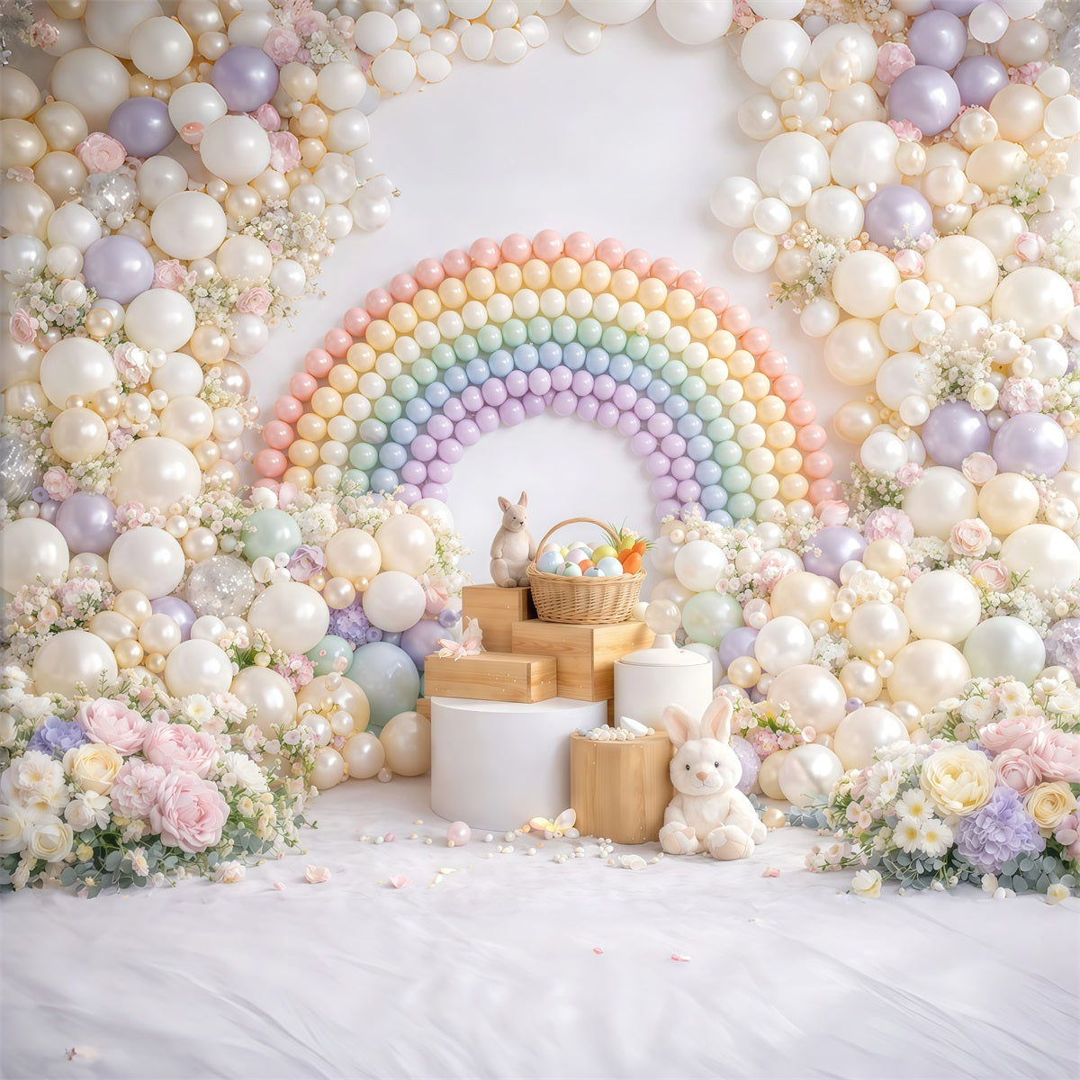 Easter Balloon Backdrop Ideas Pastel Macaron Rainbow Flower Easter Picture Backdrop Ideas UK GQ61-40