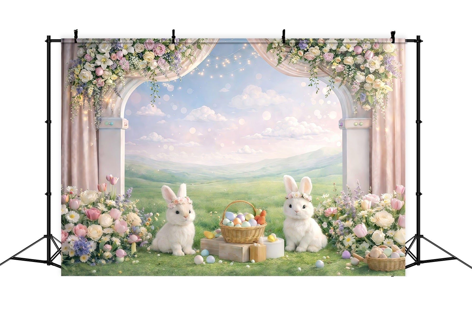 Bunny Backdrop Ideas Garden Arch Bunny Meadow Easter Photography Backdrop UK GQ61-41