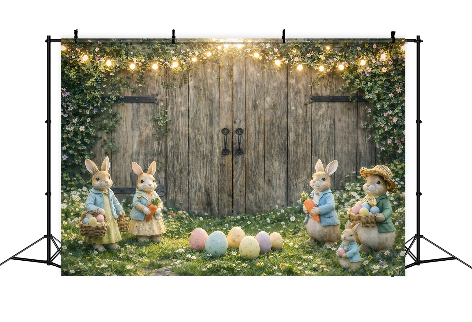 Peter Rabbit Photo Backdrop Rustic Bunny Egg Gathering Backdrops Easter UK GQ61-48