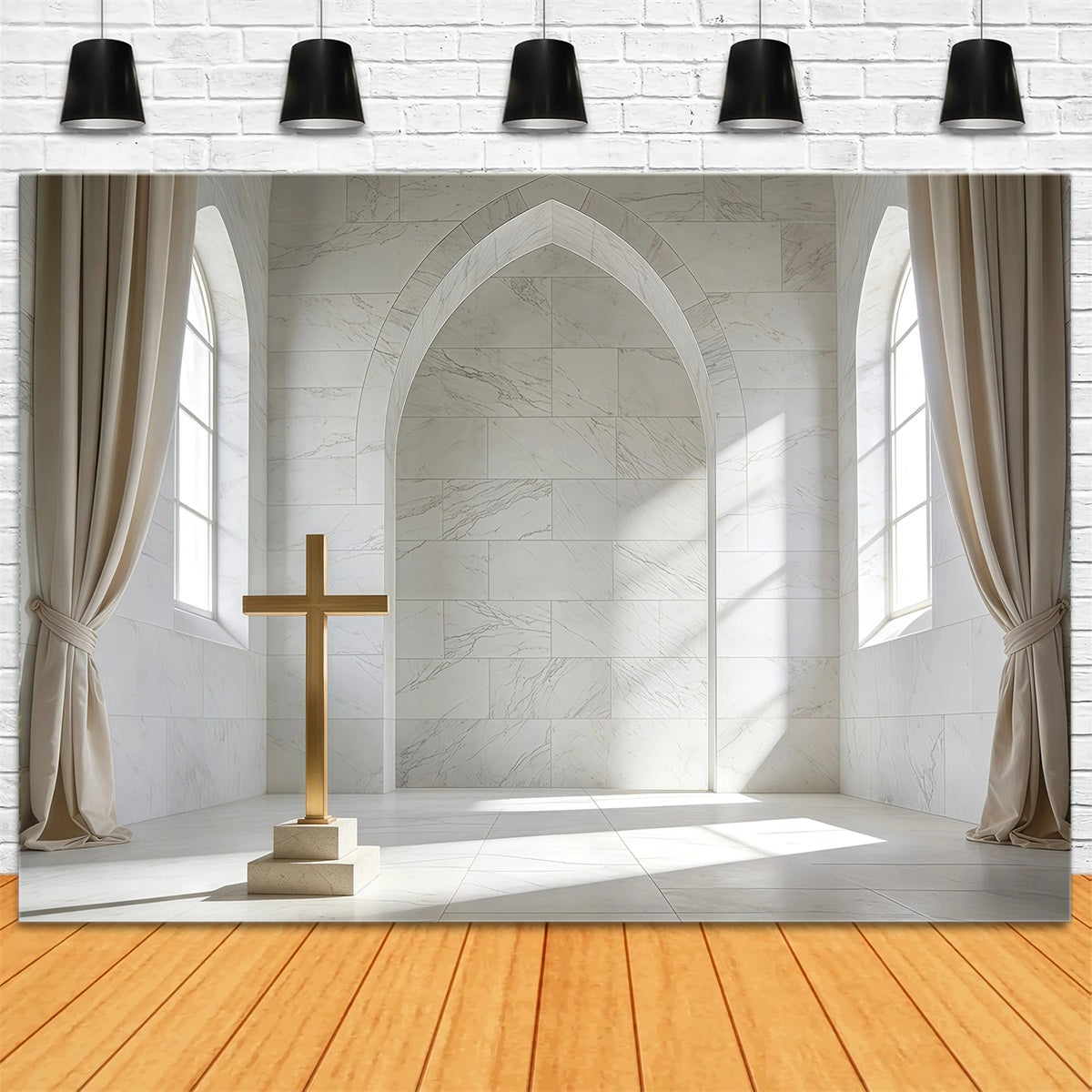 Easter Church Backdrop Religious Sacred Cross Window Easter Backdrop 10x10 UK GQ61-51