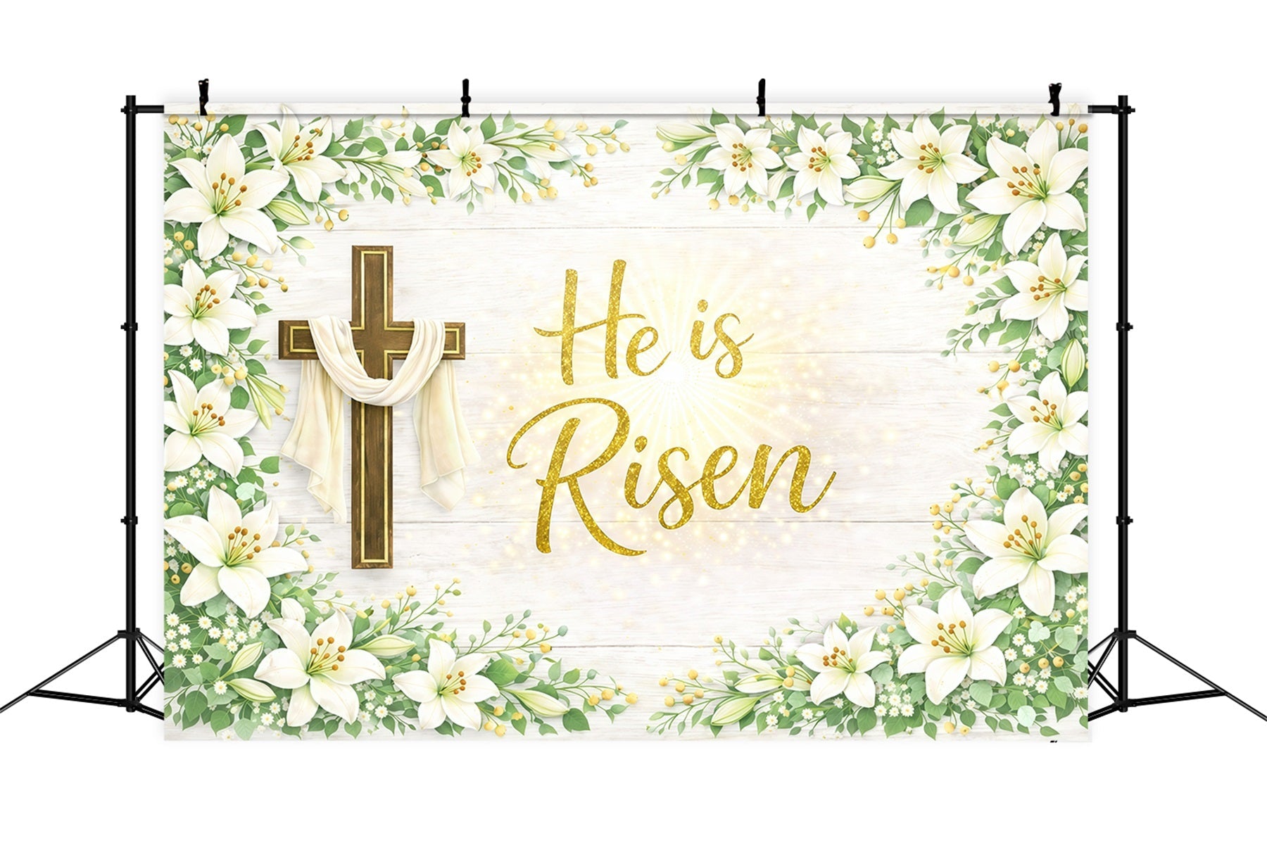 Easter Sunday Backdrop He Is Risen Corss Lily Photo Shoot Easter Backdrop UK GQ61-57
