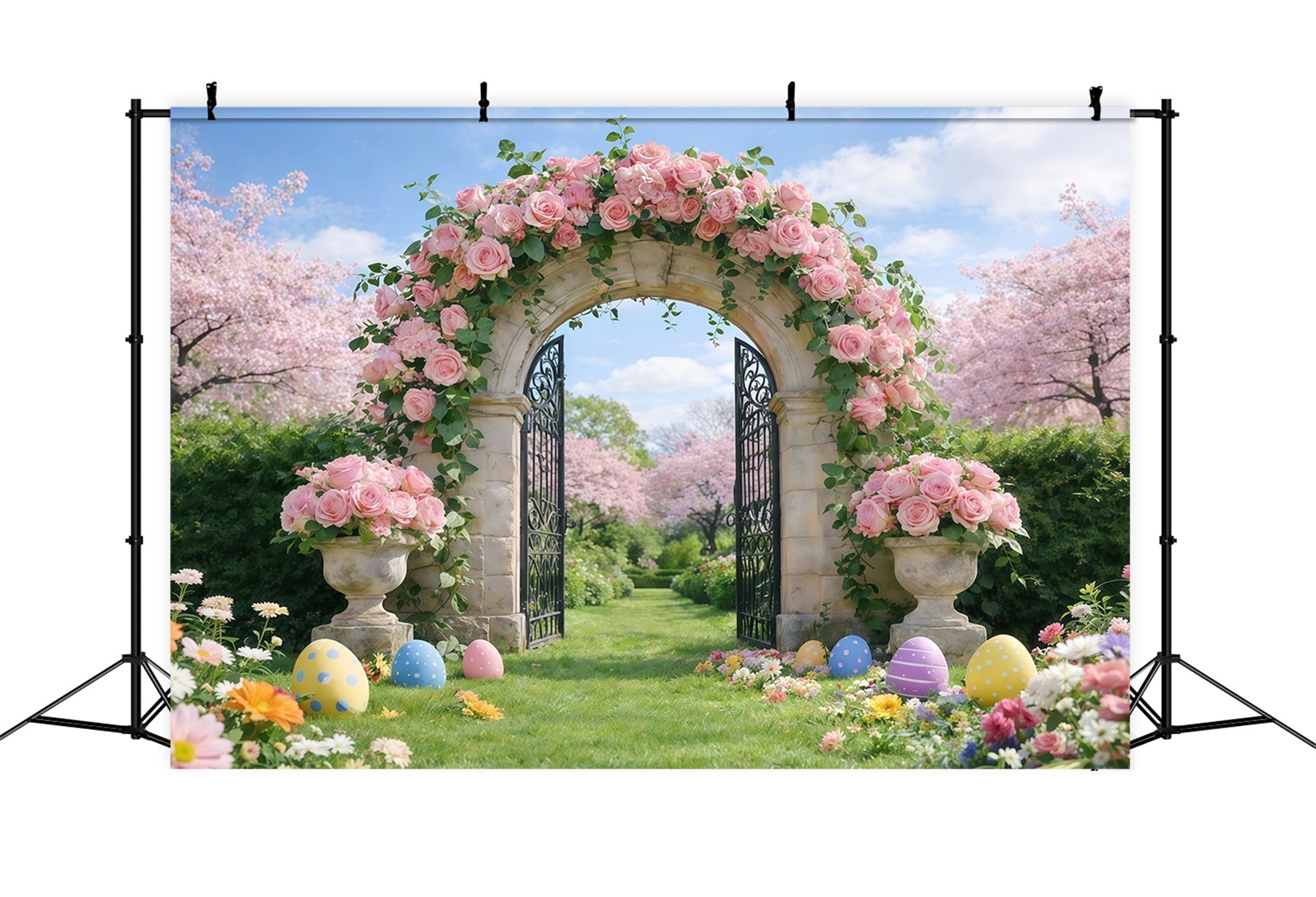 Easter Spring Garden Arch Backdrop Wildflower Bouquet Grass Easy Easter Backdrops UK GQ61-58