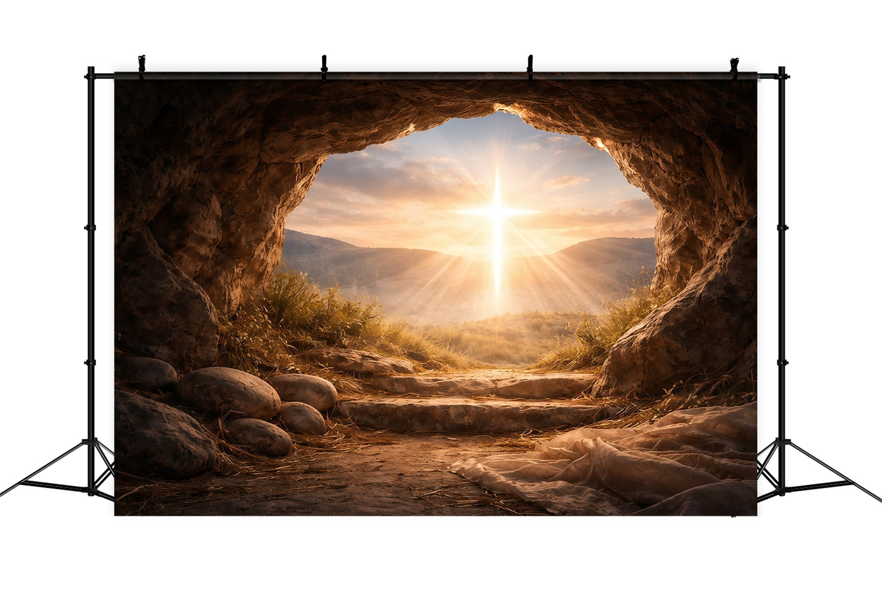 Easter Photo Backdrop Ideas For Church Empty Tomb Sunrise Glory Easter Themed Backdrop UK GQ61-6