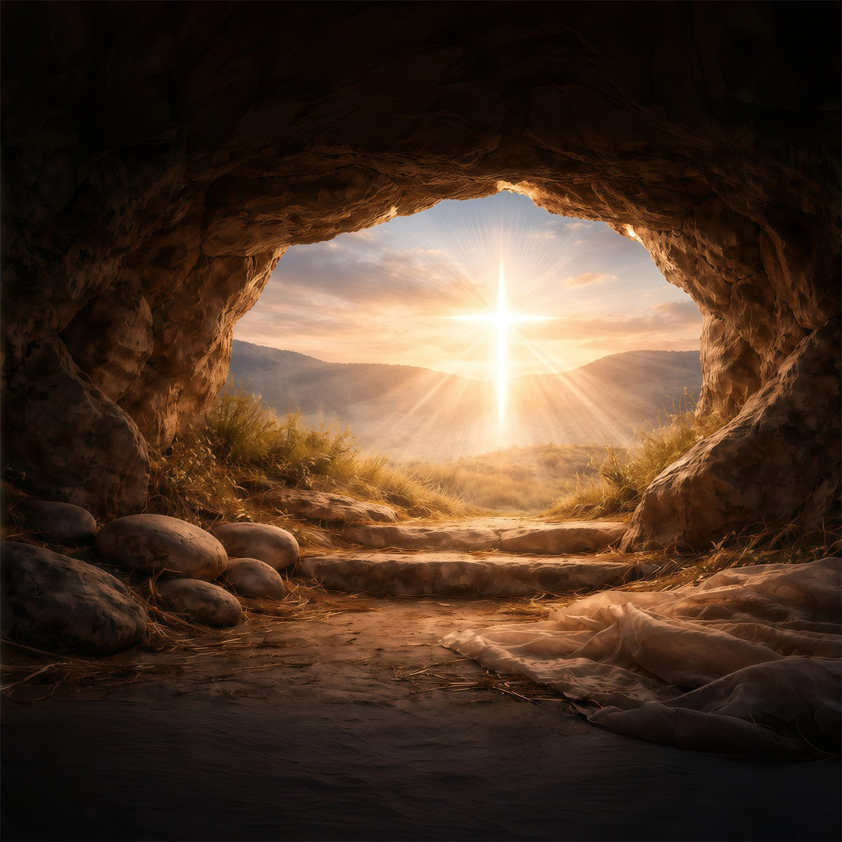 Easter Photo Backdrop Ideas For Church Empty Tomb Sunrise Glory Easter Themed Backdrop UK GQ61-6