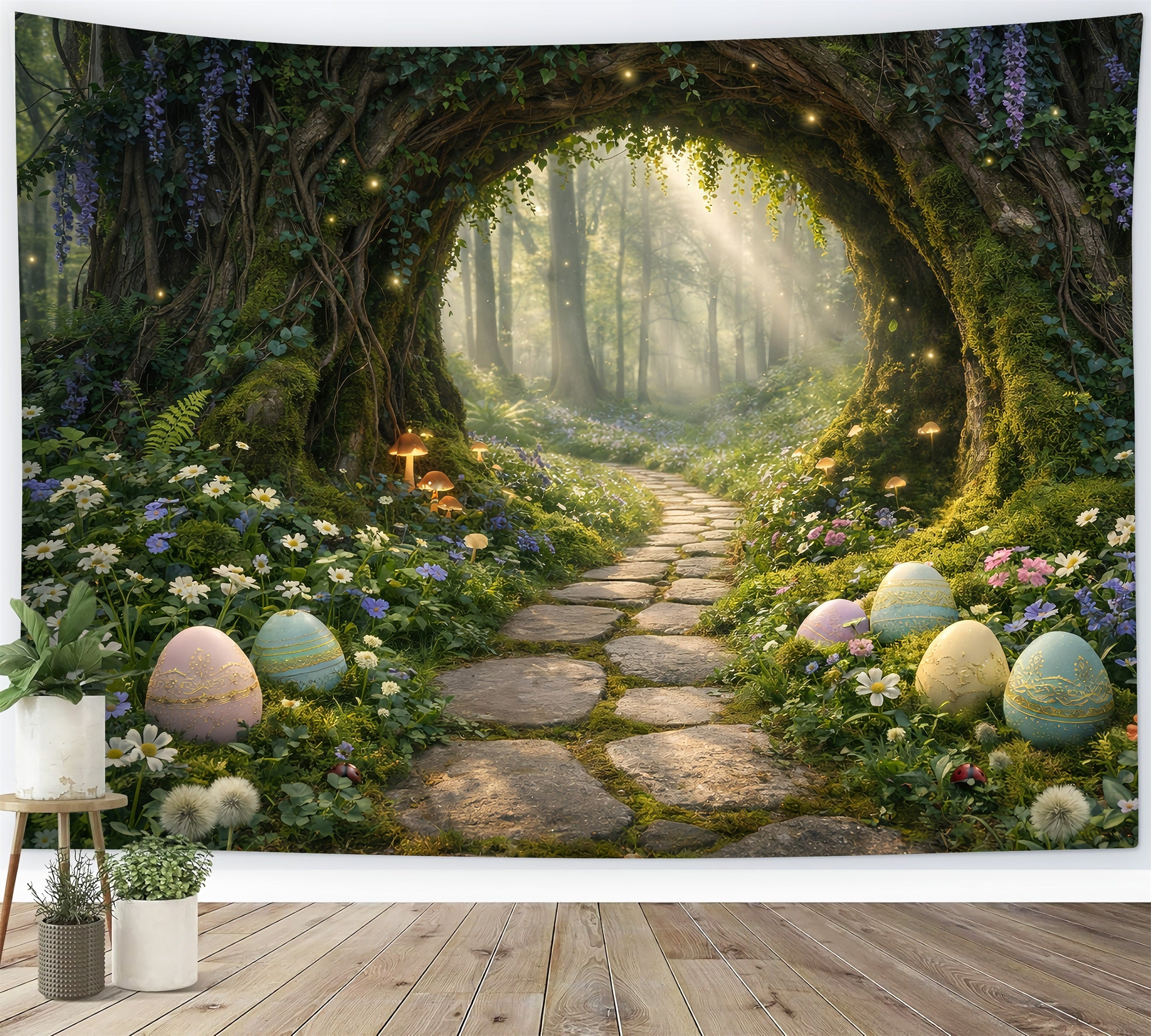 Easter Woodland Path Backdrop Enchanted Forest Tunnel Entrance Easter Backdrop Pictures UK GQ61-61
