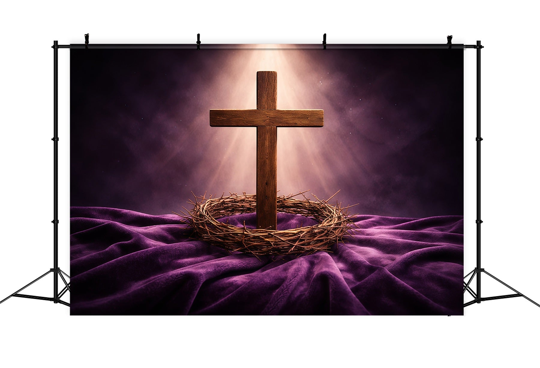 Easter Sunday Photo Backdrop Crown Thorns Cross Light Photo Backdrop Easter UK GQ61-7