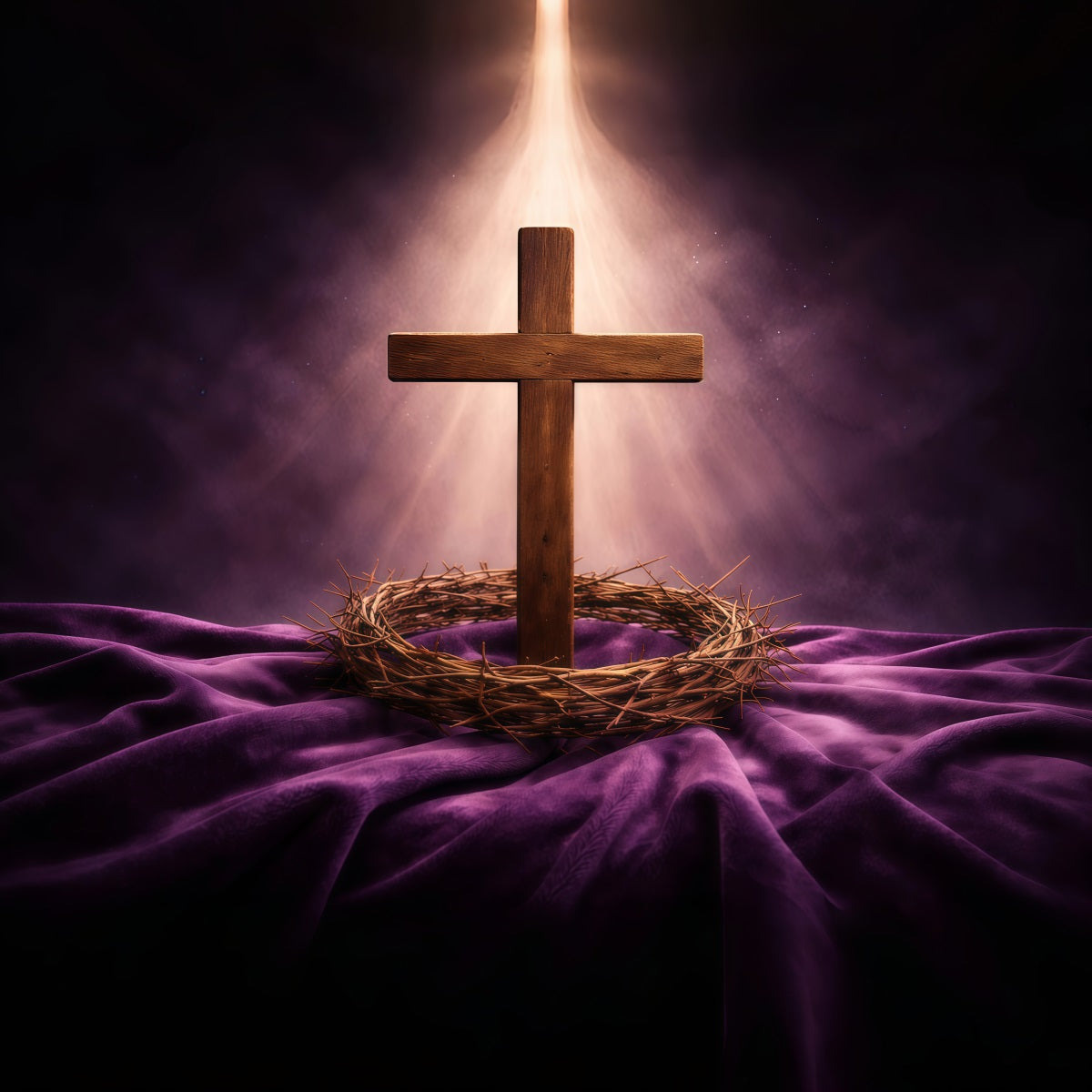 Easter Sunday Photo Backdrop Crown Thorns Cross Light Photo Backdrop Easter UK GQ61-7
