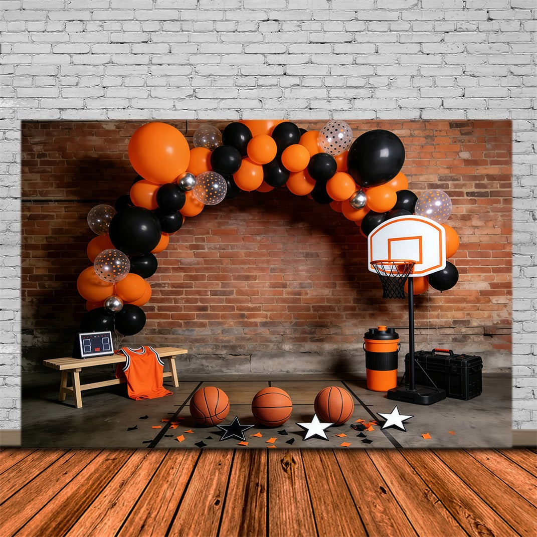 Basketball Backdrops Brick Wall Balloon Arch Sports Photography Backdrops UK GQ61-73