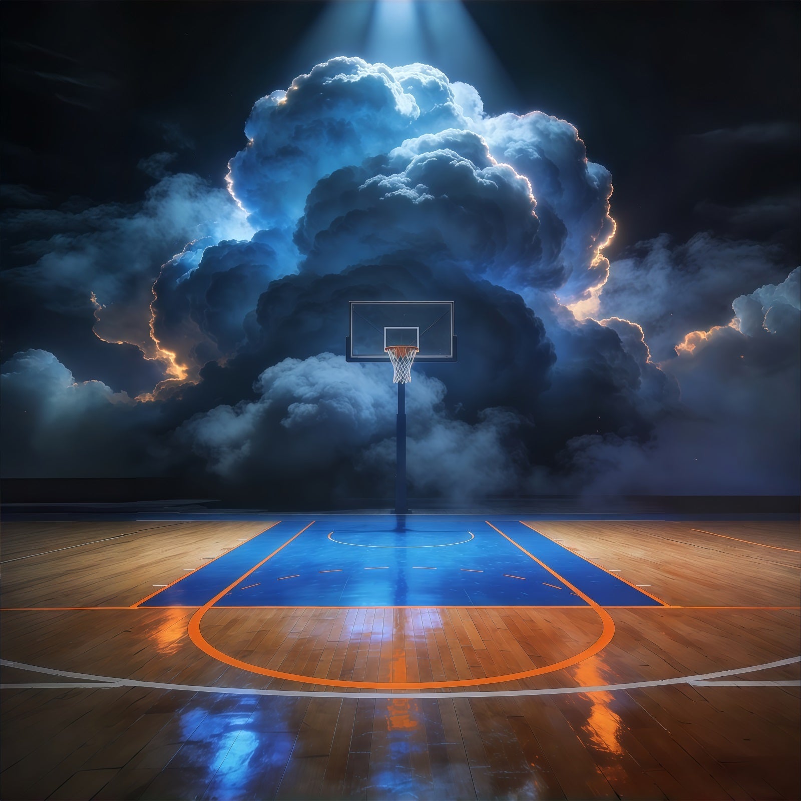 Basketball Photo Backdrop Stormy Arena Court Sports Photography Backdrop UK GQ61-77