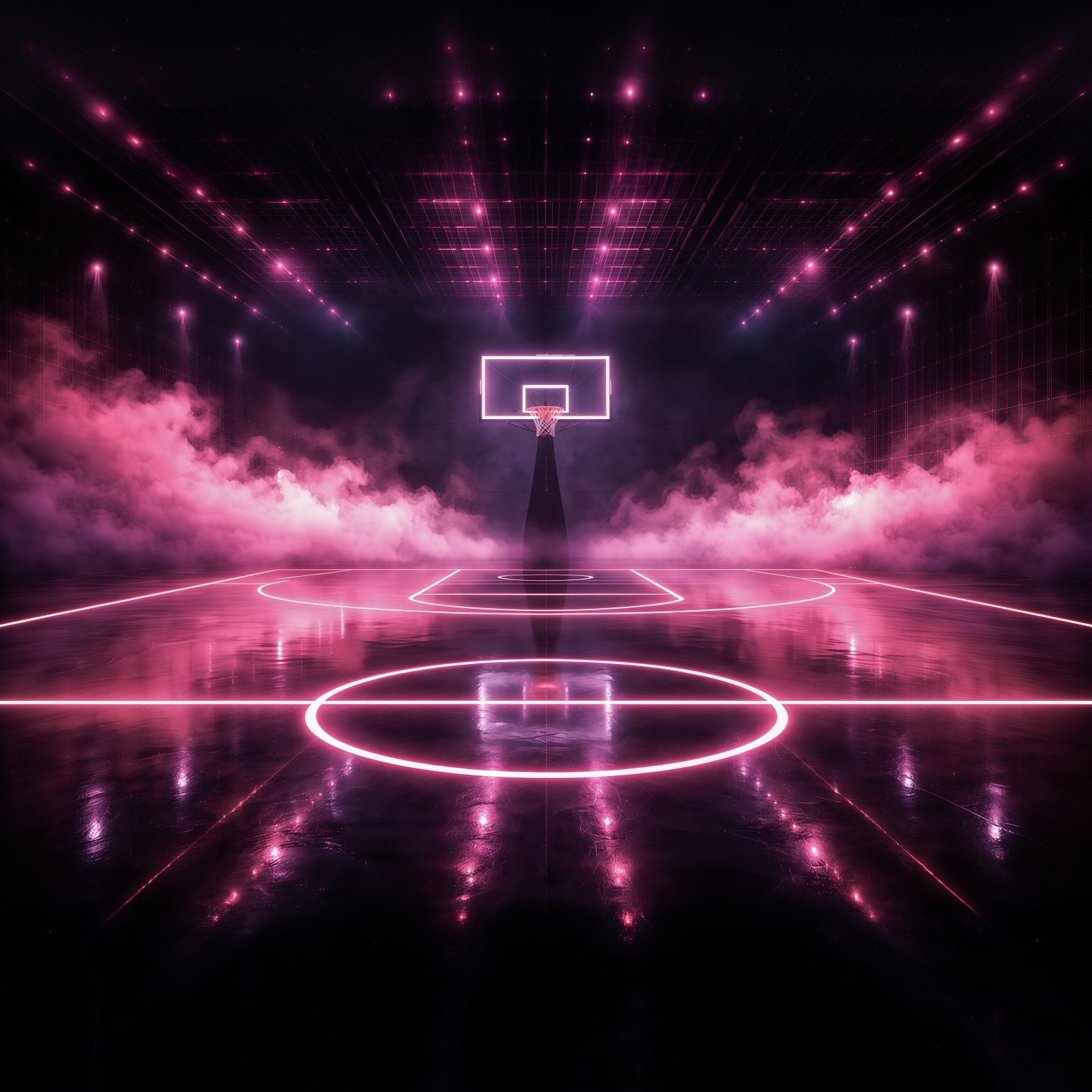 Basketball Backdrop For Photography Neon Pink Arena Court Sports Theme Backdrop UK GQ61-78