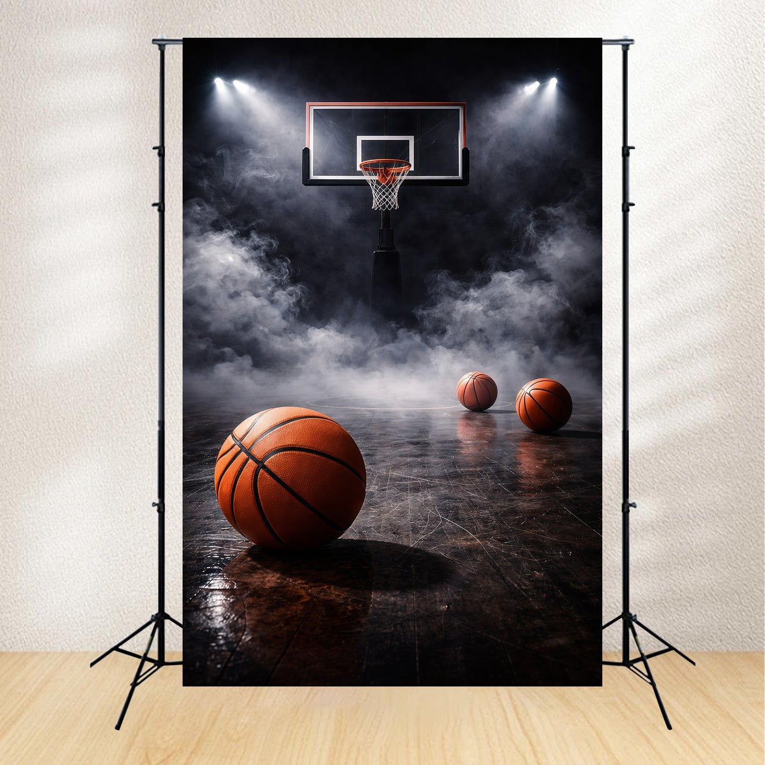 Basketball Photo Backdrop Smoke Moody Spotlight Court Sports Photography Backdrops UK GQ61-82