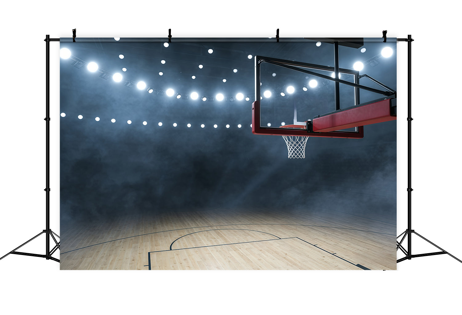 Basketball Photography Backdrop Arena Lights Court Hoop Sport Backdrop UK GQ61-84