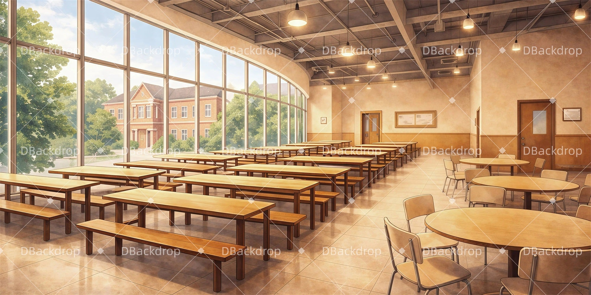 Performance Backdrops Cafeteria Interior School Play Backdrops UK GQ61-T23