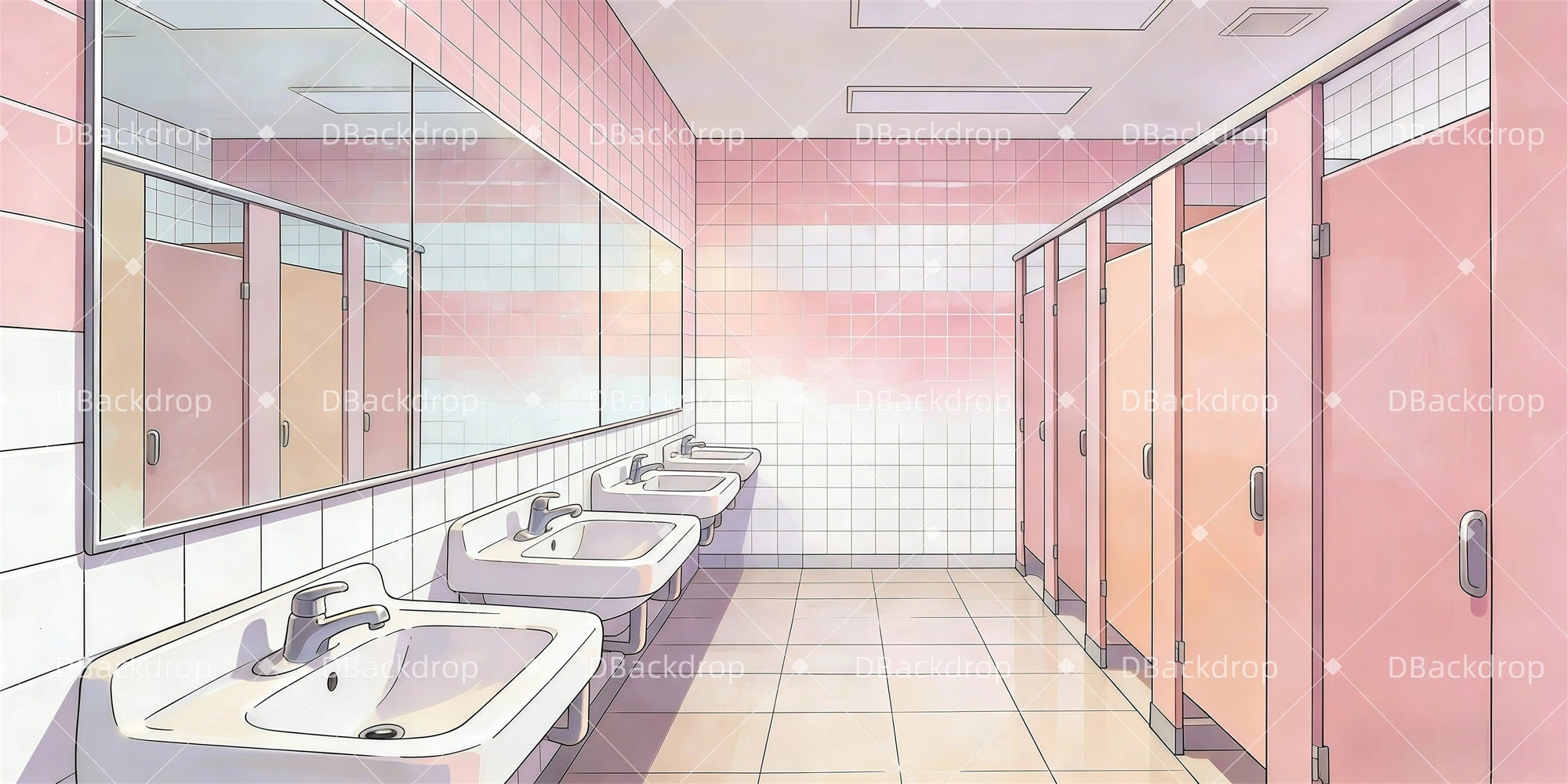 School Play Backdrops Pink Bathroom Theater Stage Backdrop UK GQ61-T28