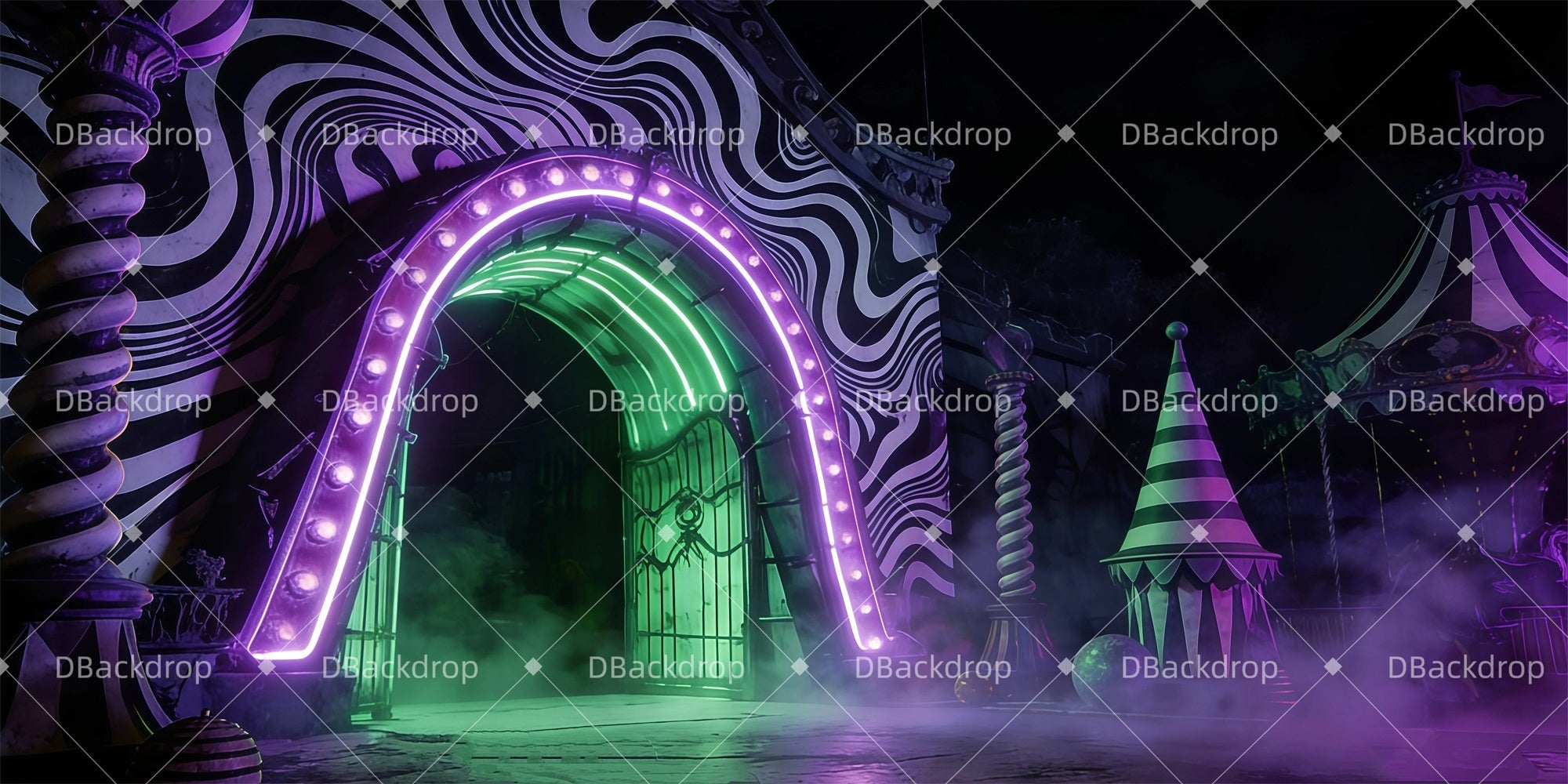 Circus Stage Backdrop Neon Carnival Performance Backdrops UK GQ61-T4