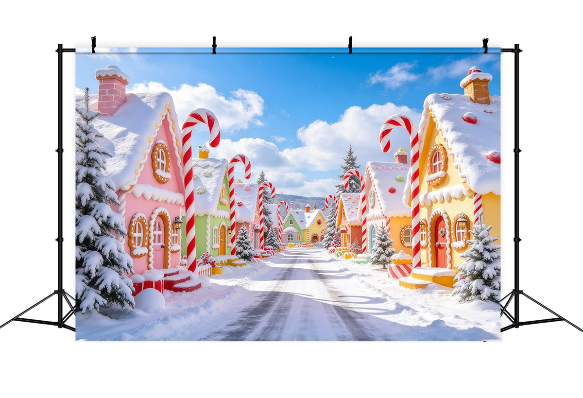 Christmas Village Backdrops Pastel Candy Gingerbread House Christmas Photo Backdrop UK GQ610-1