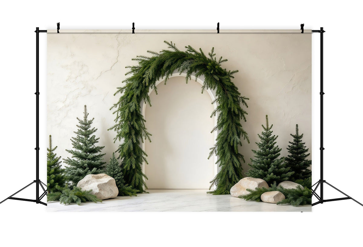 Photography Christmas Tree Backdrop Lush Evergreen Garland Archway Xmas Photo Backdrop UK GQ610-100
