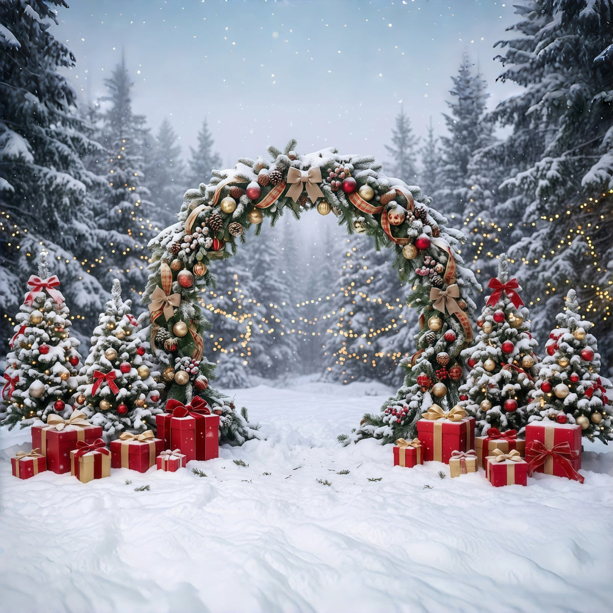 Christmas Backdrop Arch Snowy Garland Gift Archway Christmas Pictures Backdrop UK GQ610-114