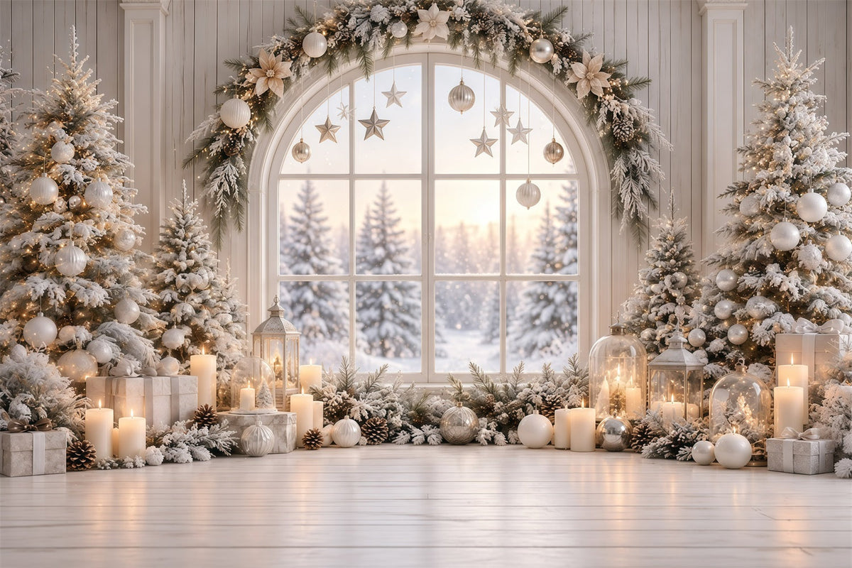 Christmas Window Backdrops White Winter Window Display Christmas Backdrop Wall UK GQ610-120