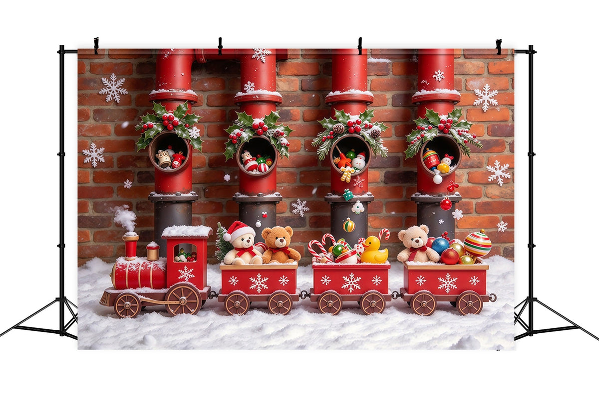 Christmas Backdrop Red Toy Train Parade Christmas Backdrops Photography UK GQ610-22