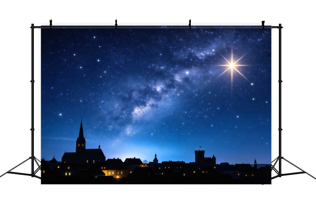 Nativity Scene Backdrop Radiant Star Village Skyline Christmas Photo Backdrop Ideas UK GQ610-38