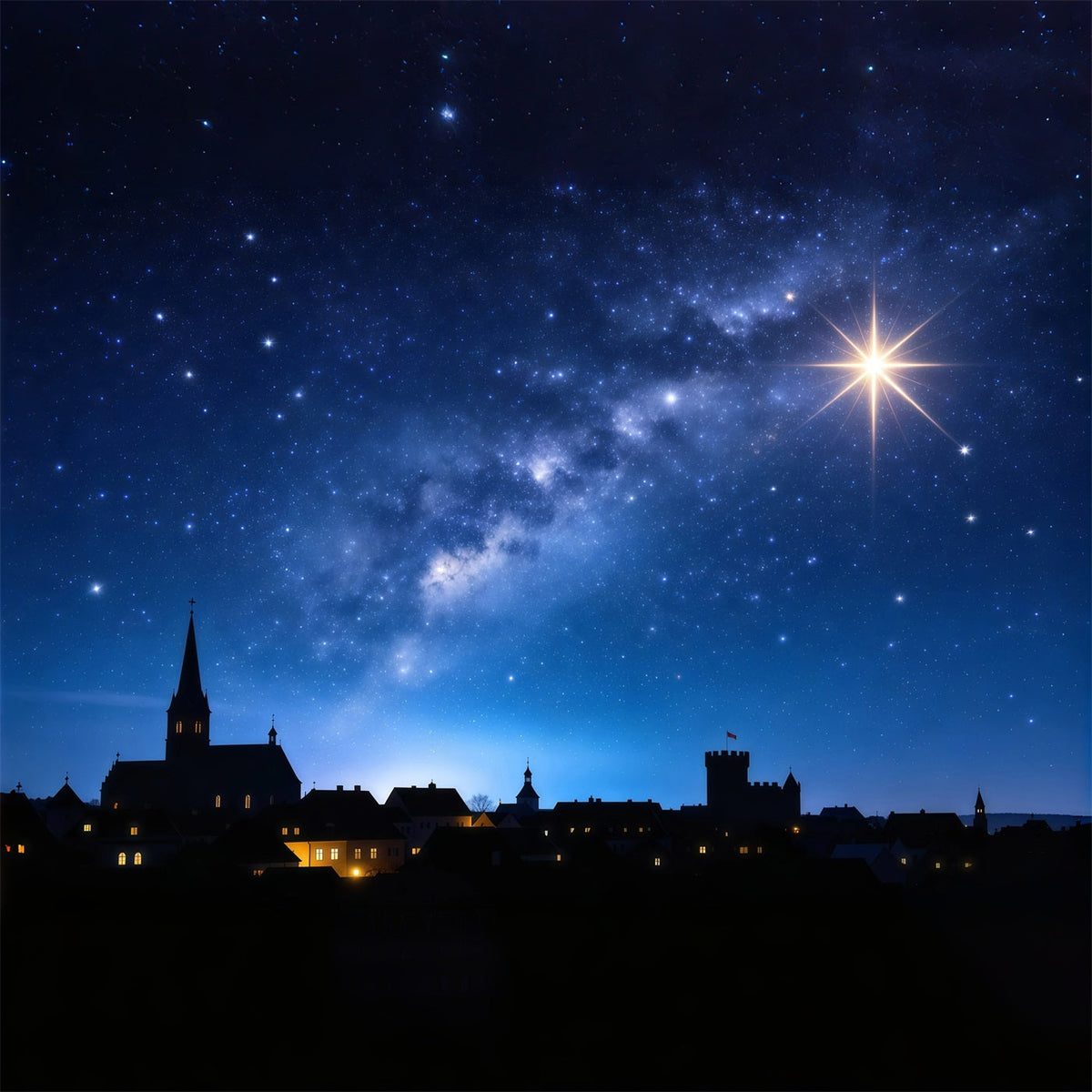 Nativity Scene Backdrop Radiant Star Village Skyline Christmas Photo Backdrop Ideas UK GQ610-38