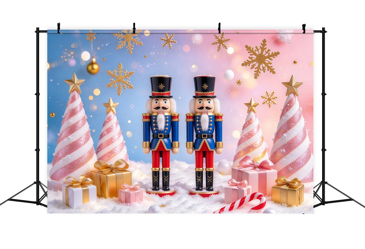 Christmas Backdrop Snow Pastel Candy Trees Nutcracker Photo Backdrop UK GQ610-56