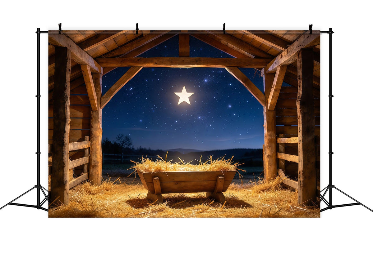 Nativity Scene Backdrop Starry Night Manger Stable Manger Scene Backdrop UK GQ610-61