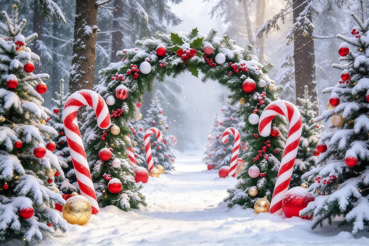 Christmas Backdrop for Photos Candy Cane Evergreen Archway Christmas Backdrop for Wall UK GQ610-75