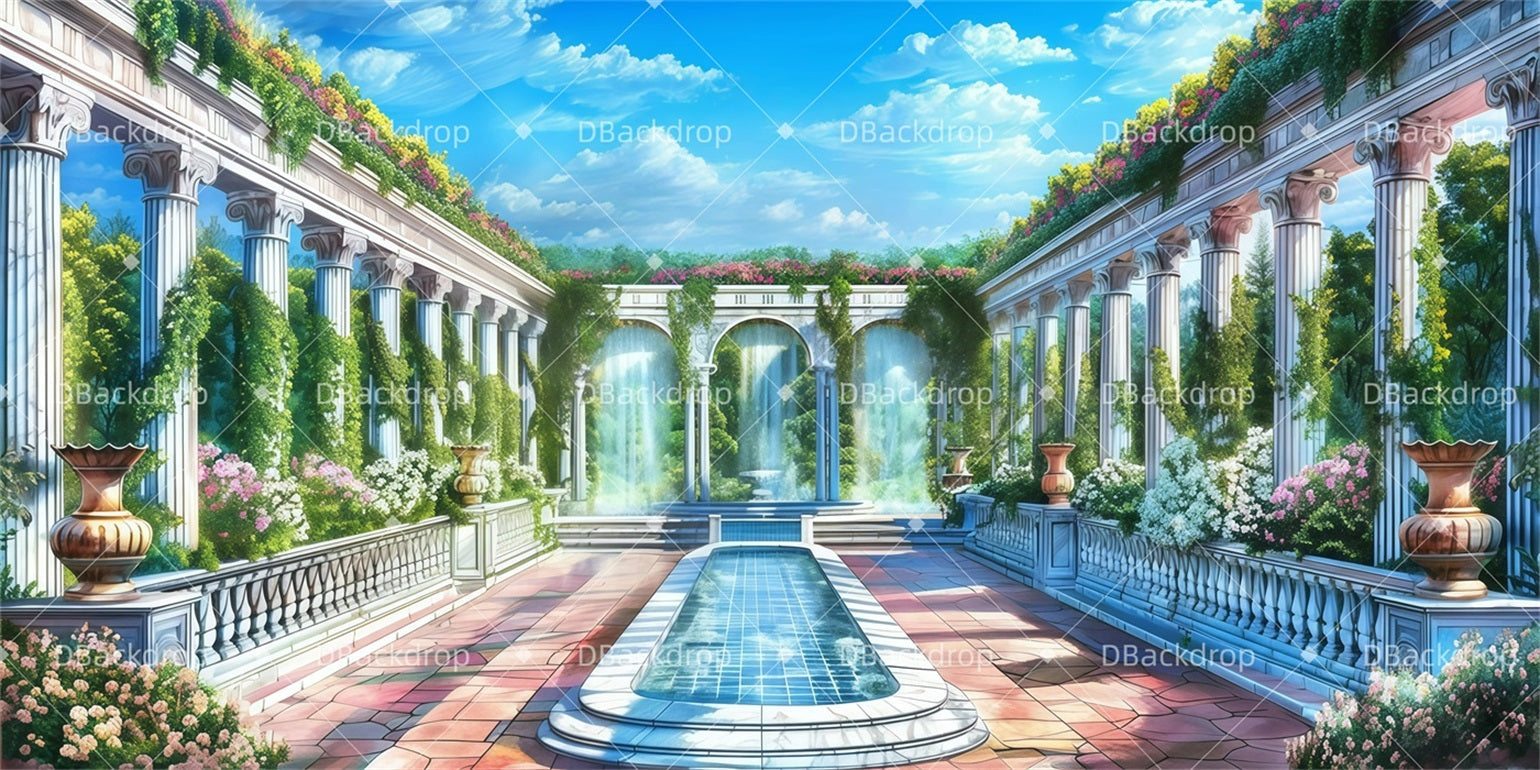 Scenic Backdrops Greek Garden Stage Backdrops For Sale UK GQ62-T20