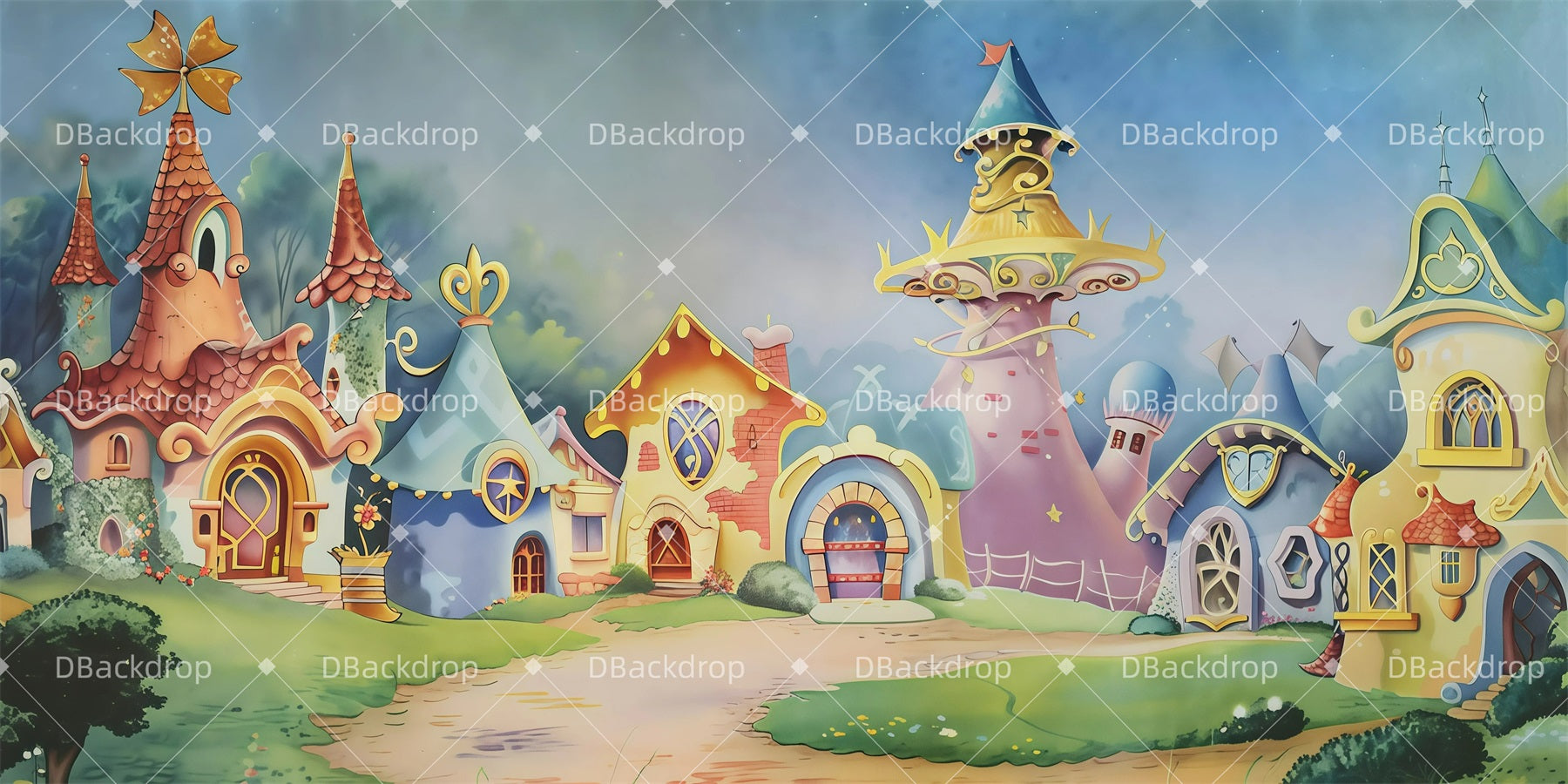 School Play Backdrops Whimsical Lane Theater Stage Backdrop UK GQ62-T22