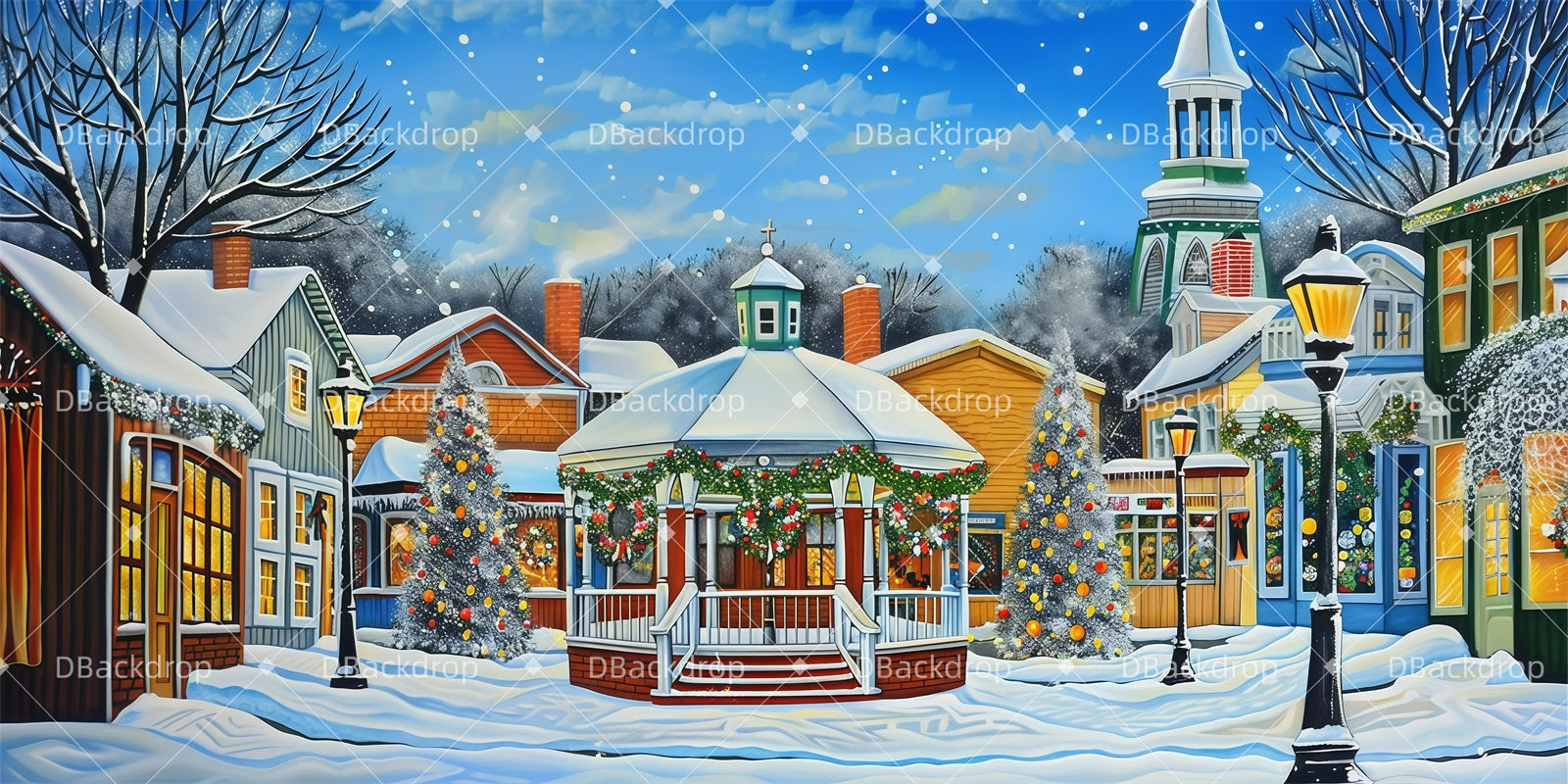 Stage Backdrop Ideas Christmas Street Backdrop For Theater Play UK GQ62-T30