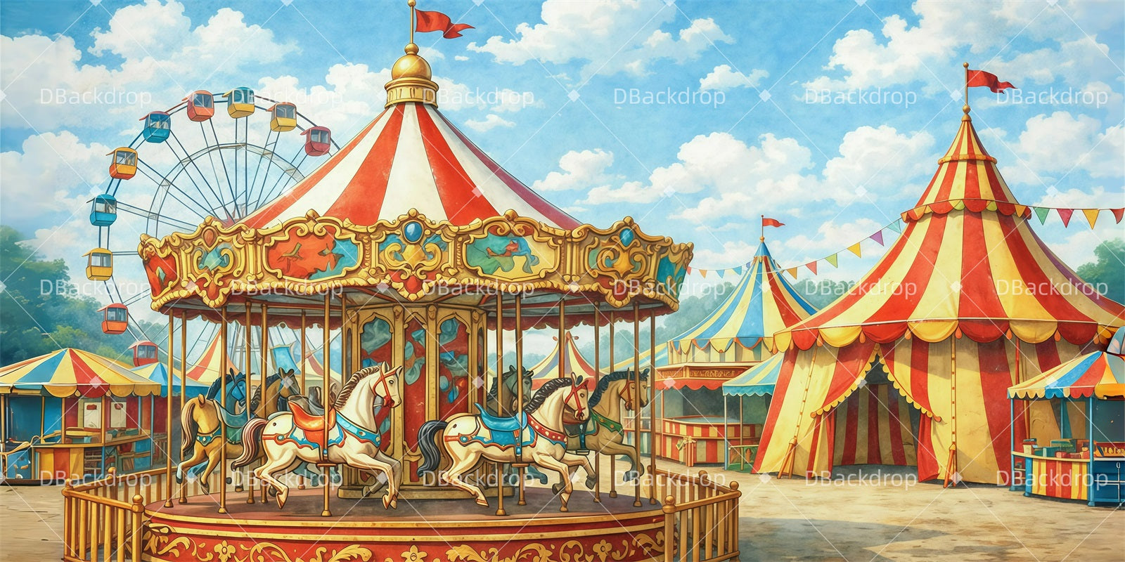 Circus Stage Backdrop Circus Menagerie Theater Backdrops UK GQ62-T34