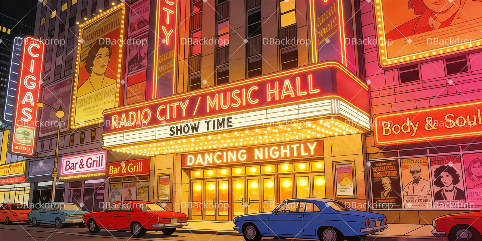 Theater Stage Backdrop Broadway Street Movie Theater Backdrop UK GQ62-T50