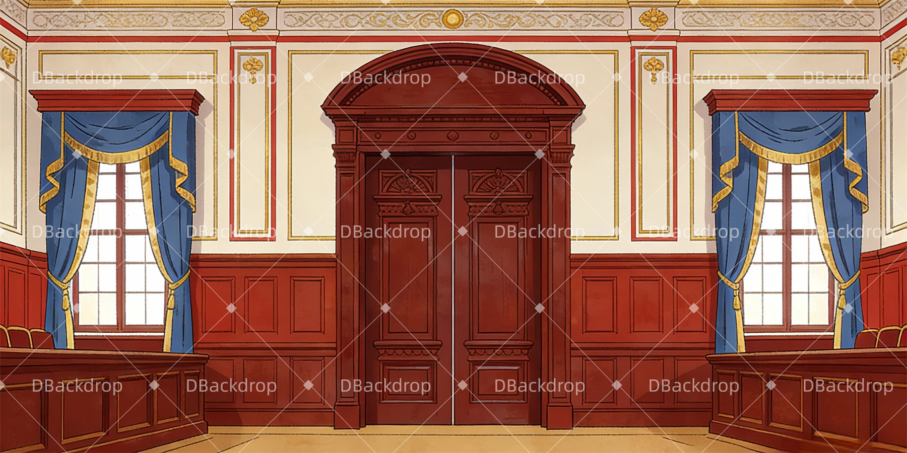 Professional Stage Backdrops Courtroom Interior Theater Backdrop UK GQ63-T12