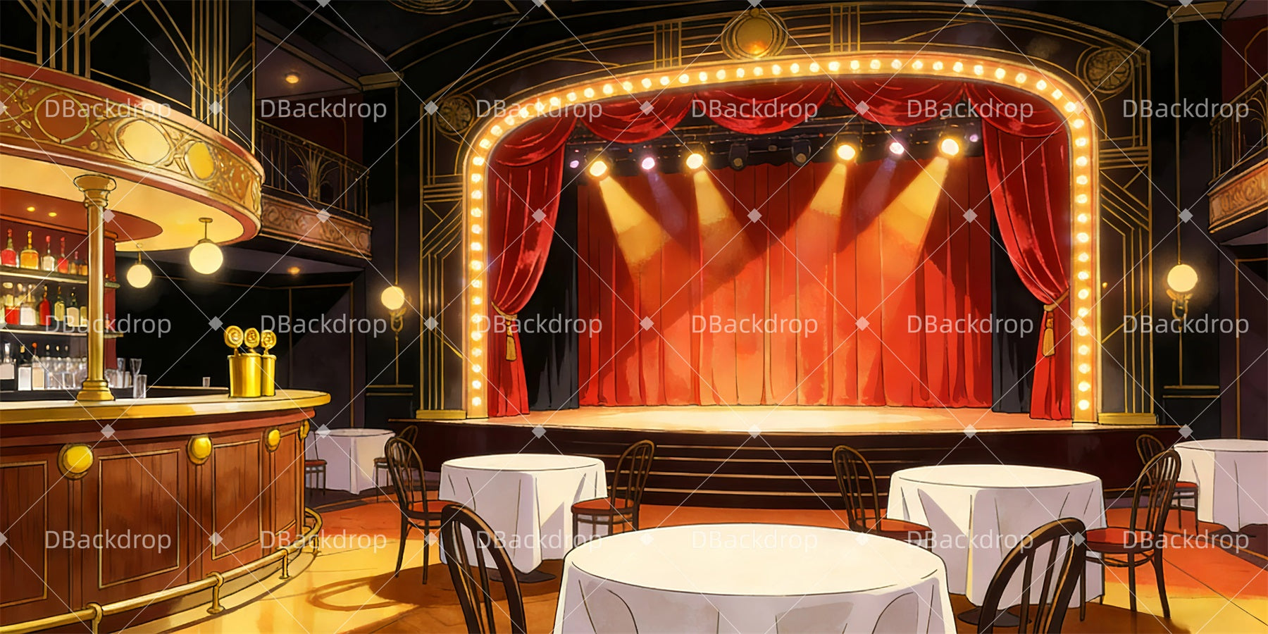 Broadway Stage Backdrops Jazz Club Musical Backdrops UK GQ63-T14