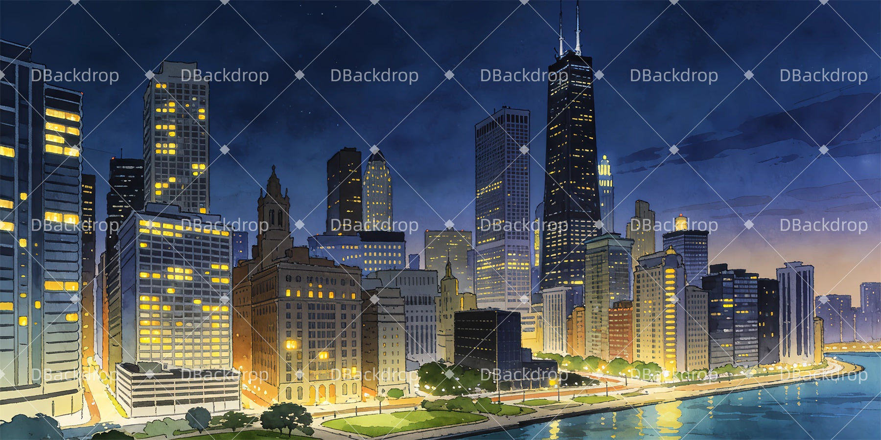 Performance Backdrops Chicago Night Movie Theater Backdrop UK GQ63-T17
