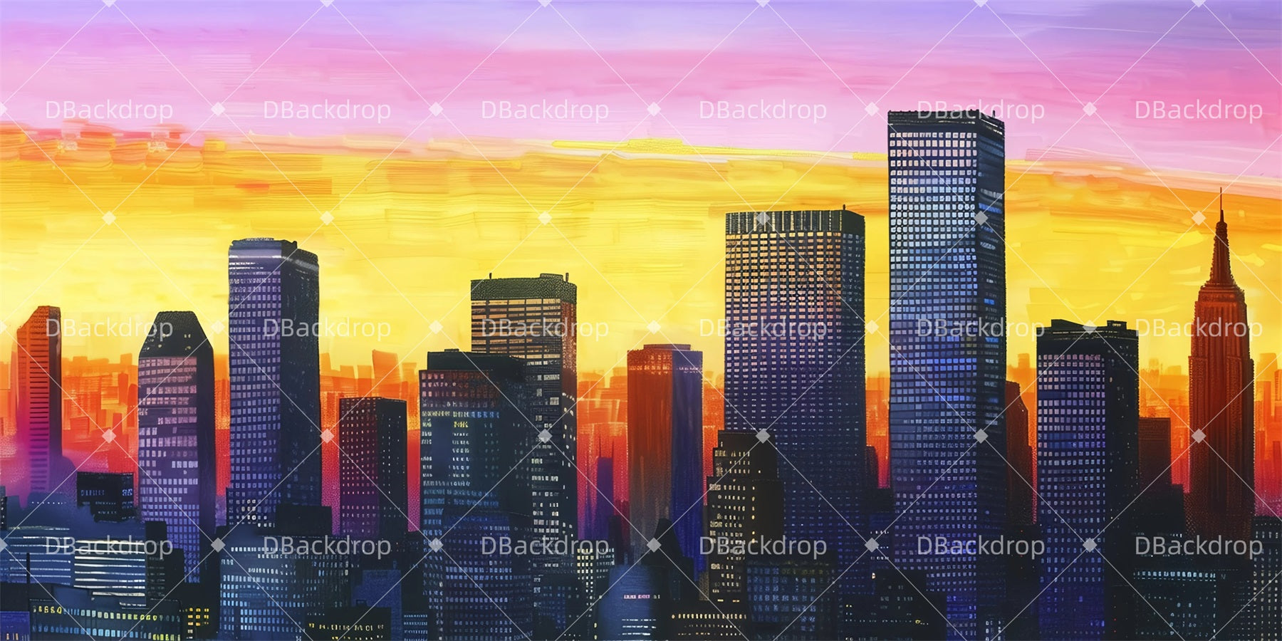 School Play Backdrops Sunset Skyline Performance Backdrops UK GQ63-T20