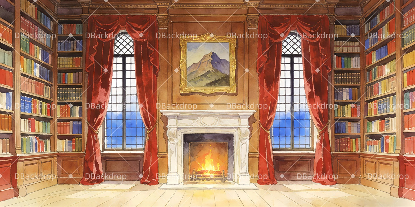 Stage Backdrop Victorian Study Theater Backdrops For Sale UK GQ63-T29