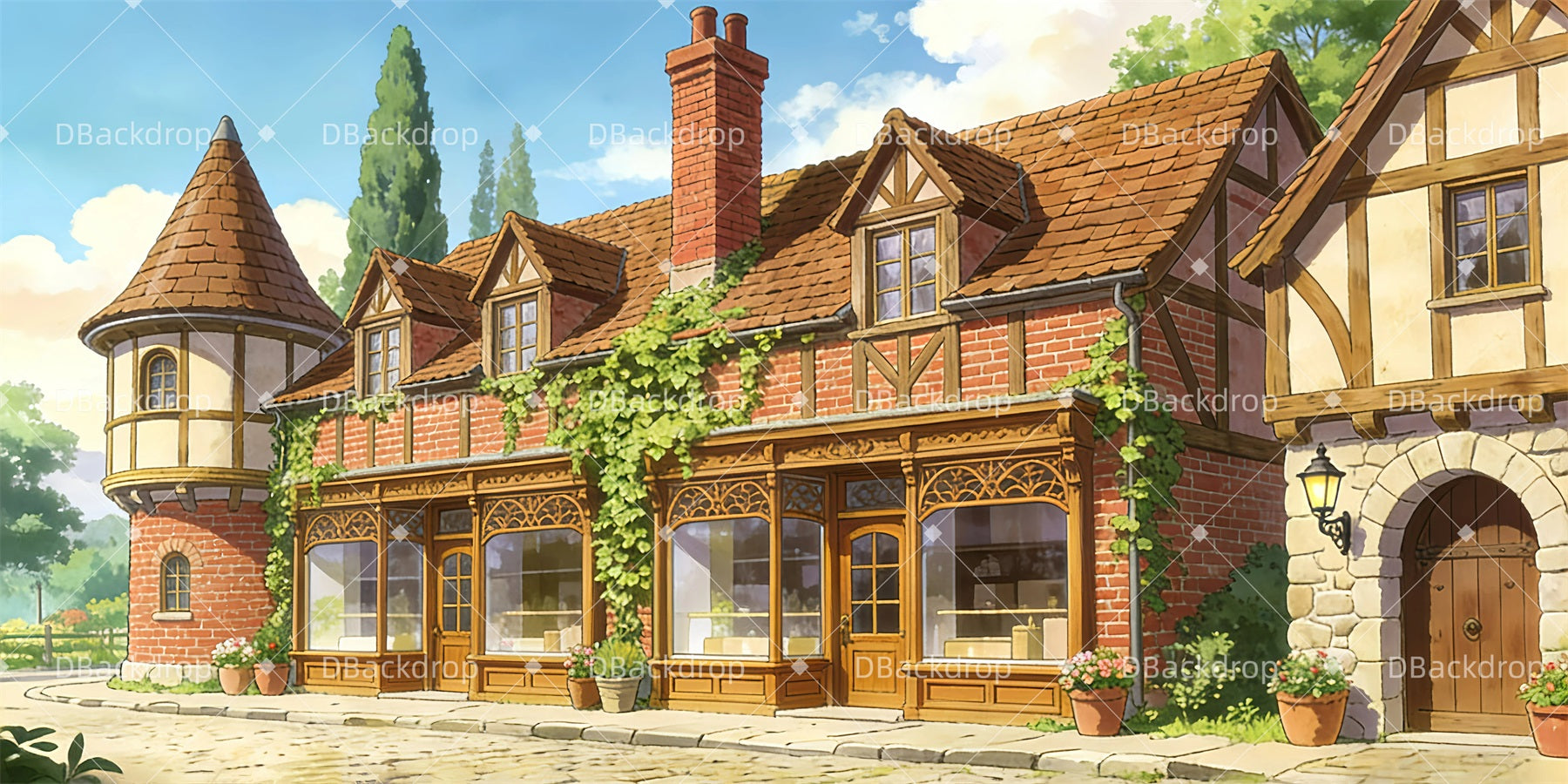 Professional Stage Backdrops House Exterior Theater Backdrop UK GQ63-T32