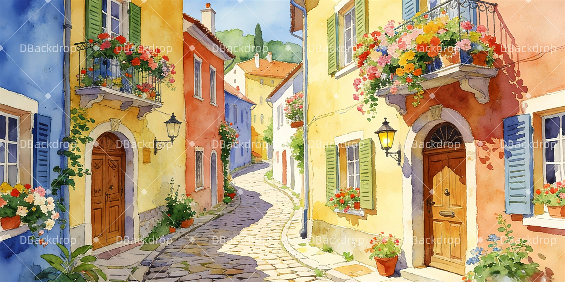 Theater Stage Backdrop European Village Backdrop For Theater UK GQ63-T39