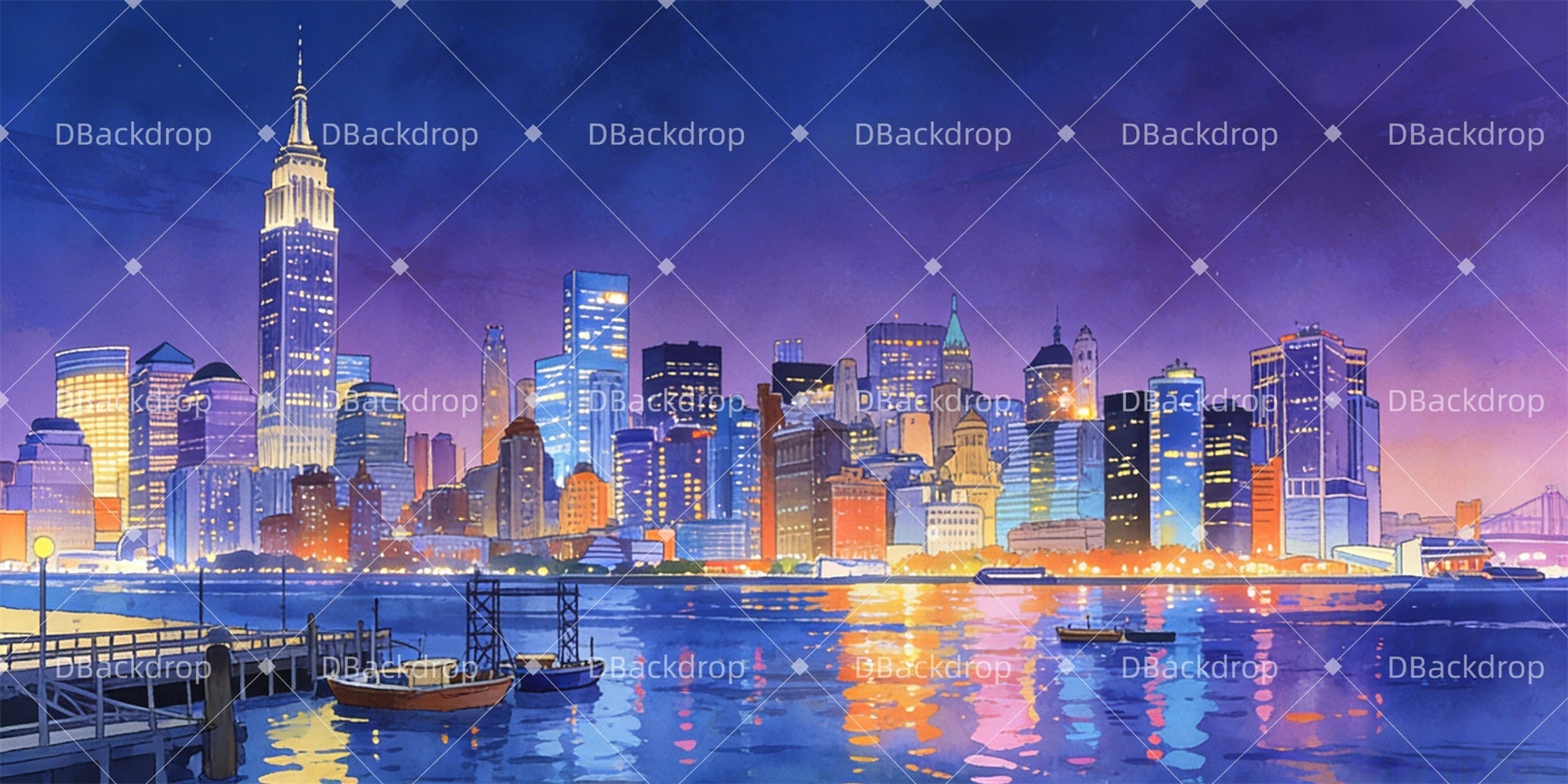 Movie Theater Backdrop Nighttime Skyline Professional Stage Backdrops UK GQ63-T49