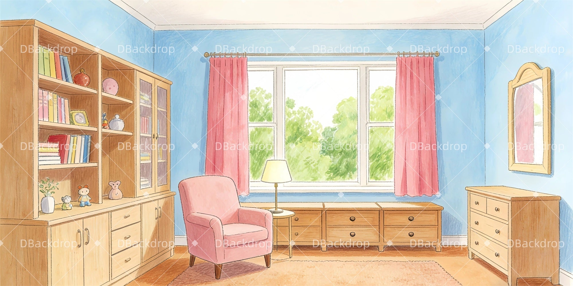 School Play Backdrops Sweet Bedroom Performance Backdrop UK GQ63-T52