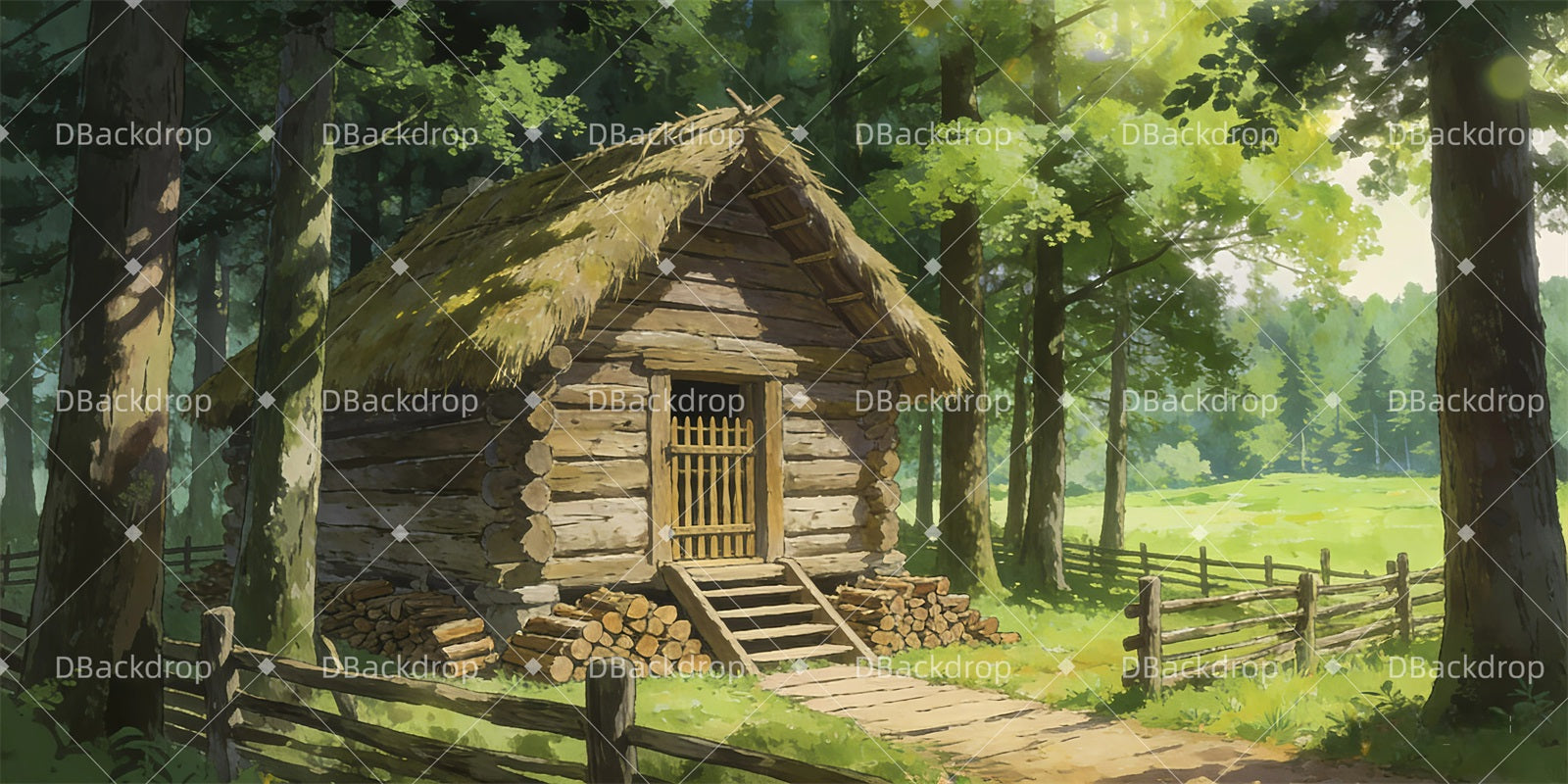 School Play Backdrops Wood Cottage Forest Stage Backdrop UK GQ63-T73