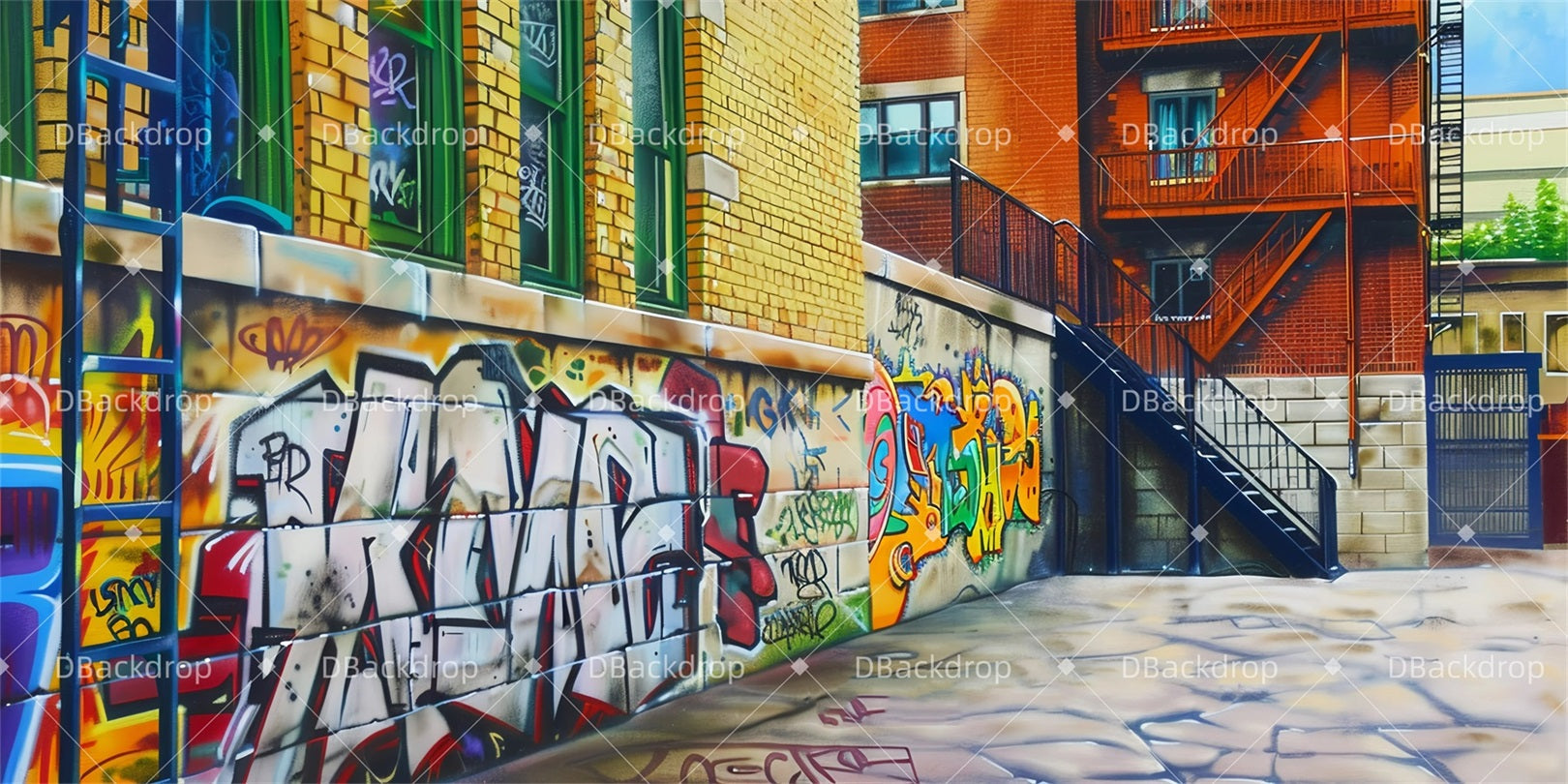 Theater Backdrop Graffiti Wall Stage Backdrops For Sale UK GQ63-T7