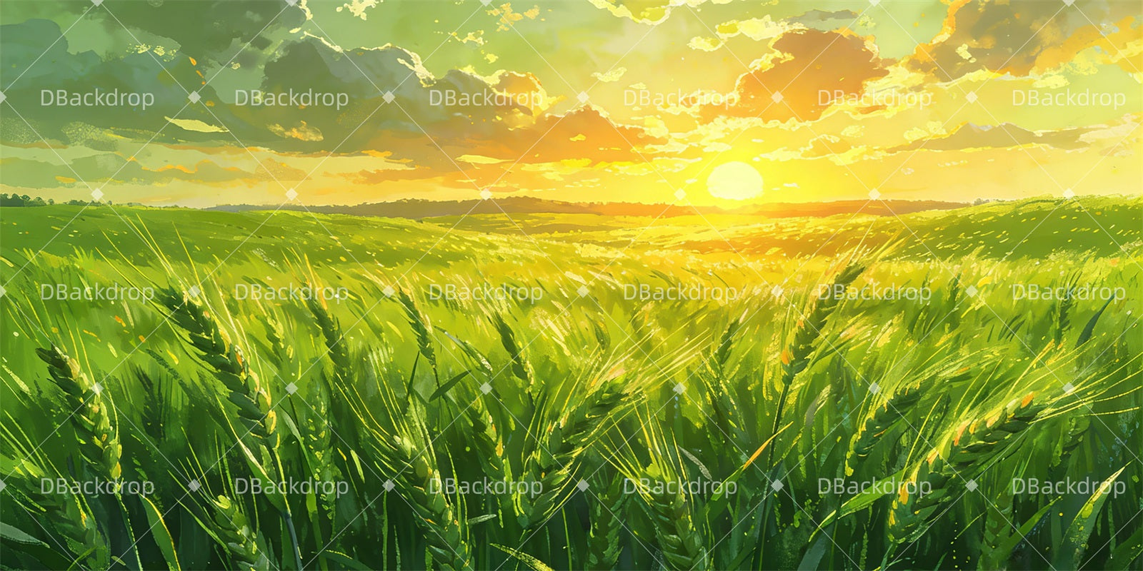 Stage Scenery Backdrops Sunset Wheatfield Scenic Backdrops UK GQ63-T90