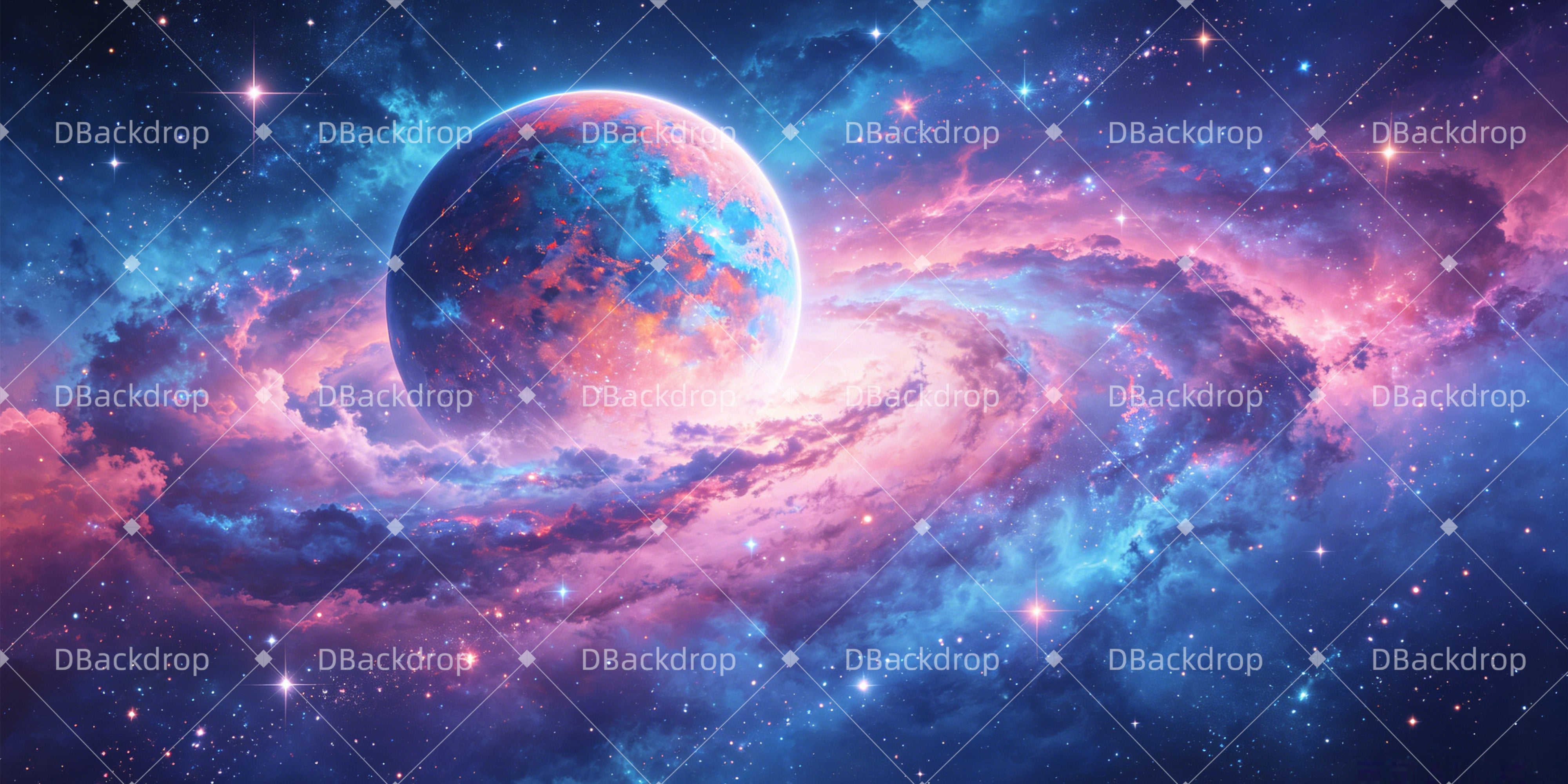 Outer Space Backdrop Pastel Nebula Planet Cloud Scuba VBS Backdrop UK GQ64-T18