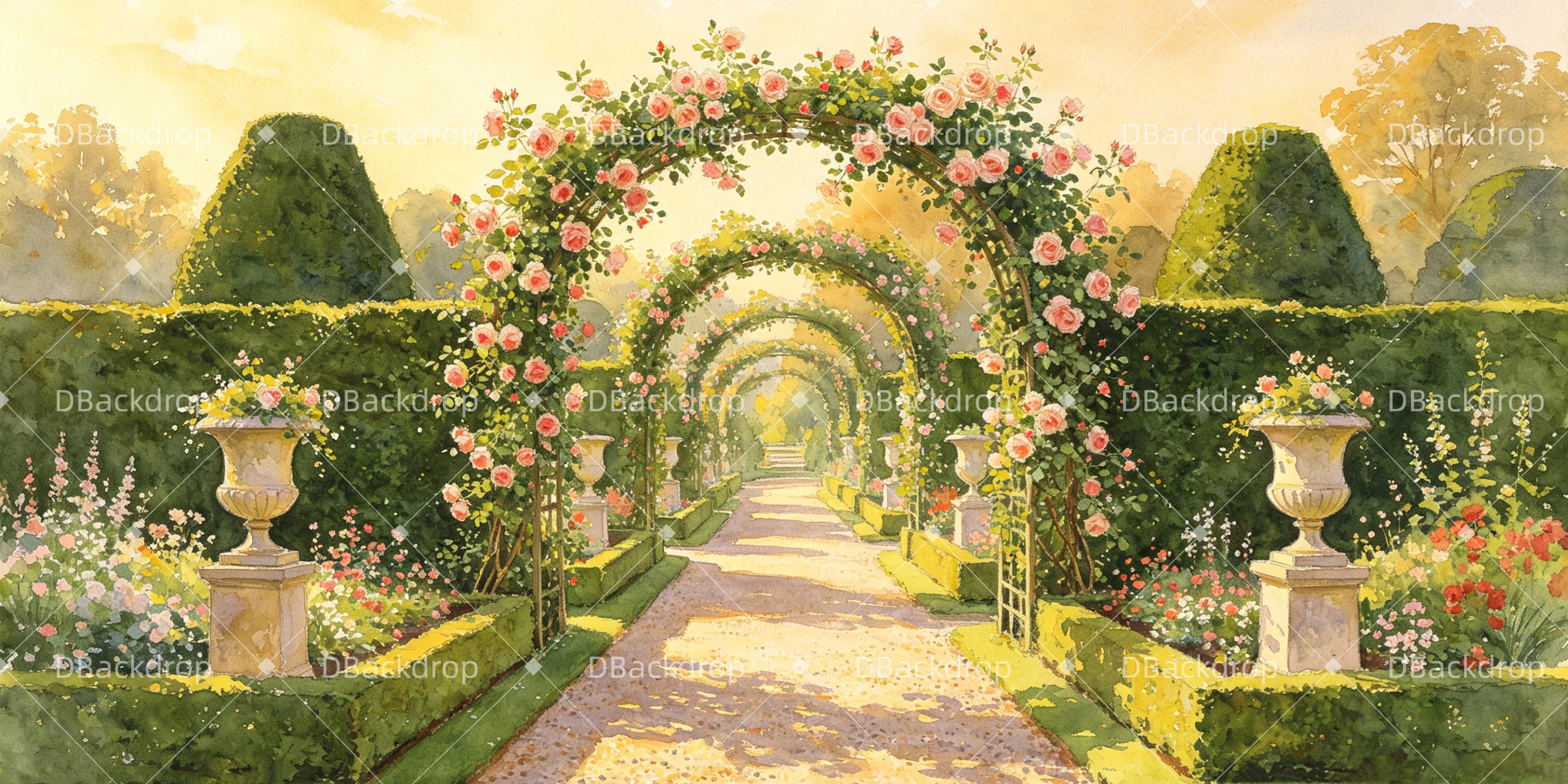 Professional Stage Backdrops Garden Promenade Scenic Backdrops UK GQ64-T4