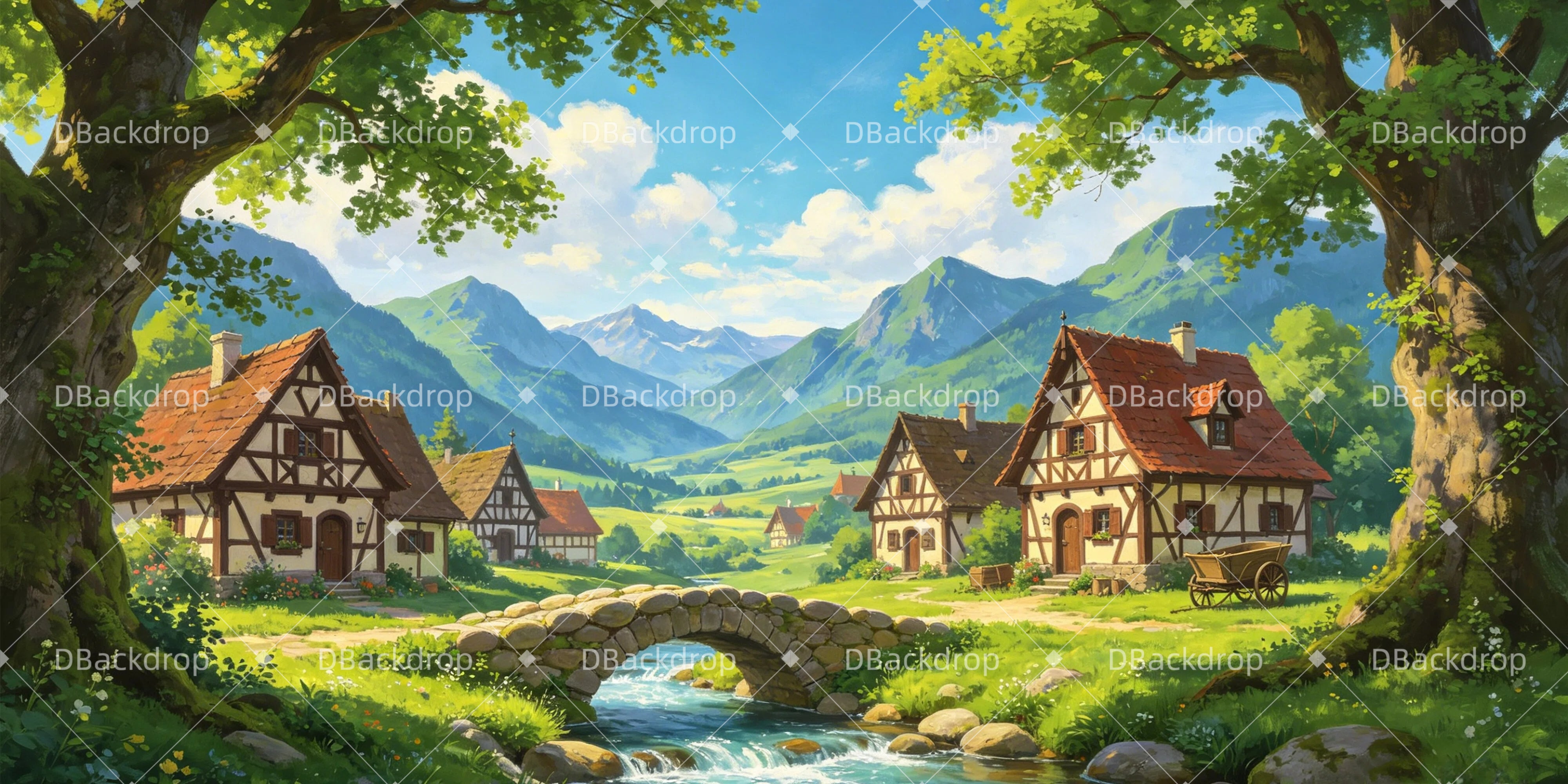 Theater Stage Backdrop European Countryside Scenic Backdrops UK GQ65-T10